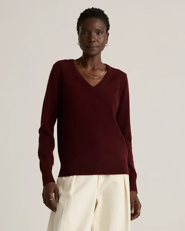 Mongolian Cashmere V-Neck Sweater