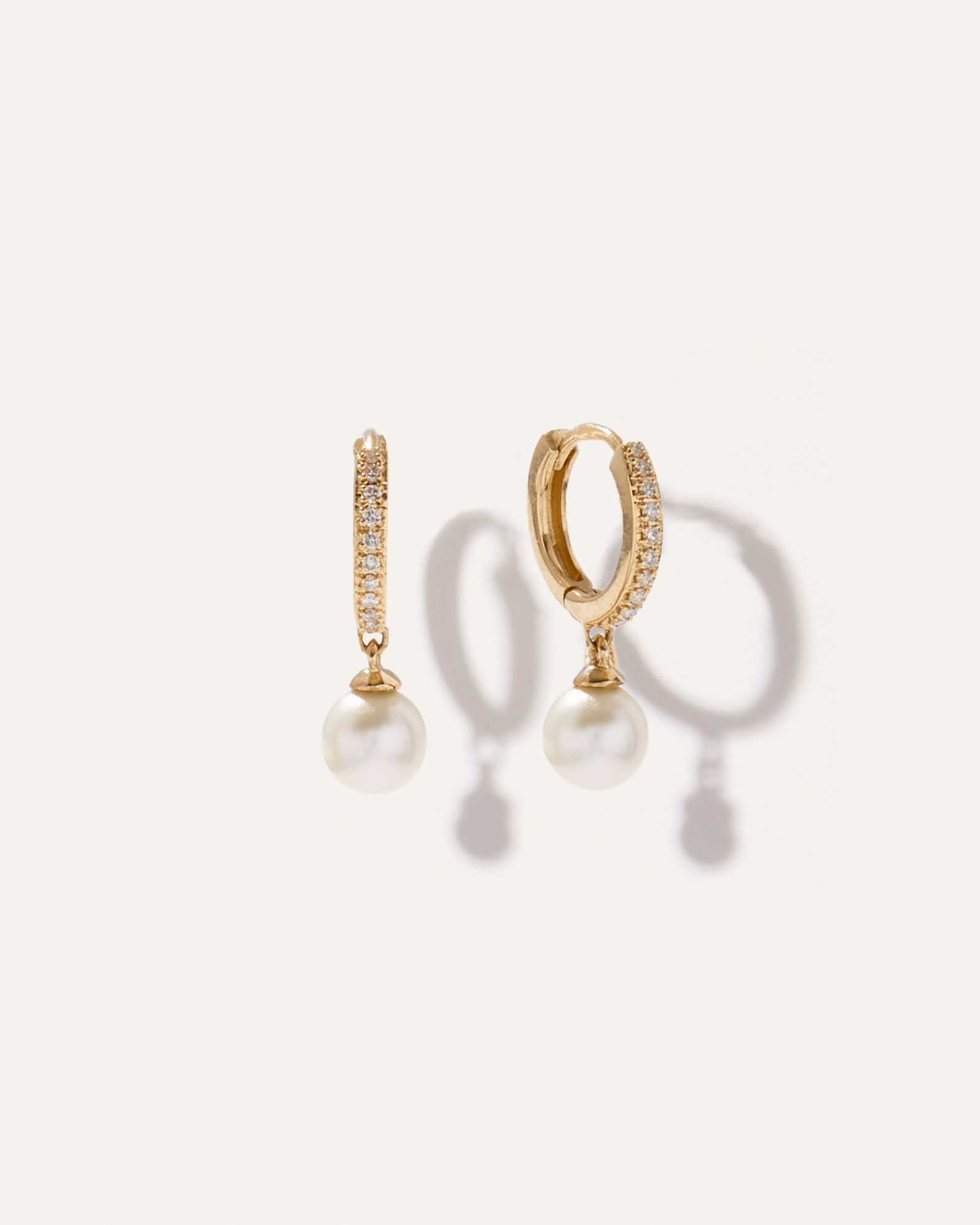 14K Gold Pearl Drop Earrings
