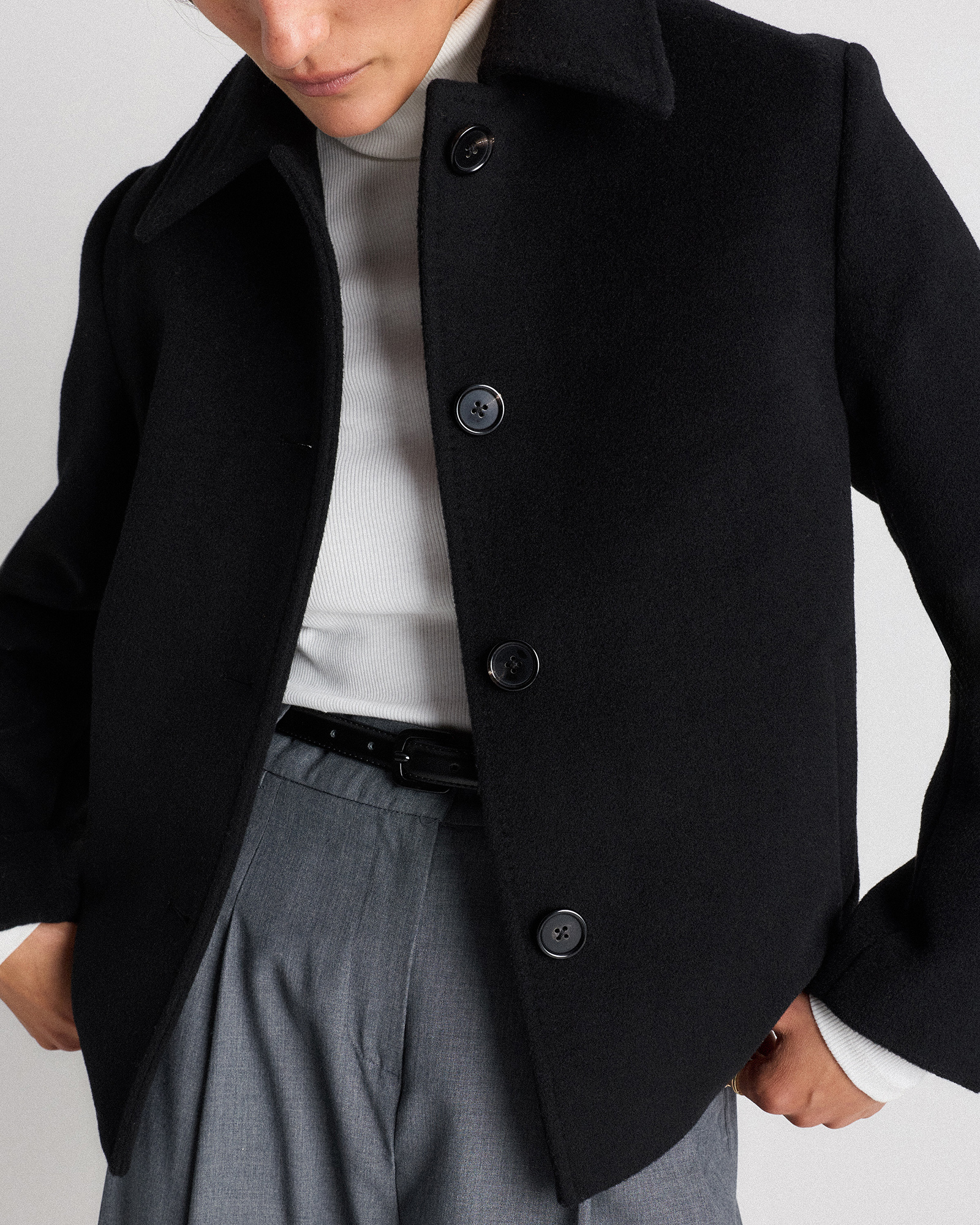 ジャケット・アウター WOOL CASHMERE SHORT COAT Wool Cashmere Short Coat in Black