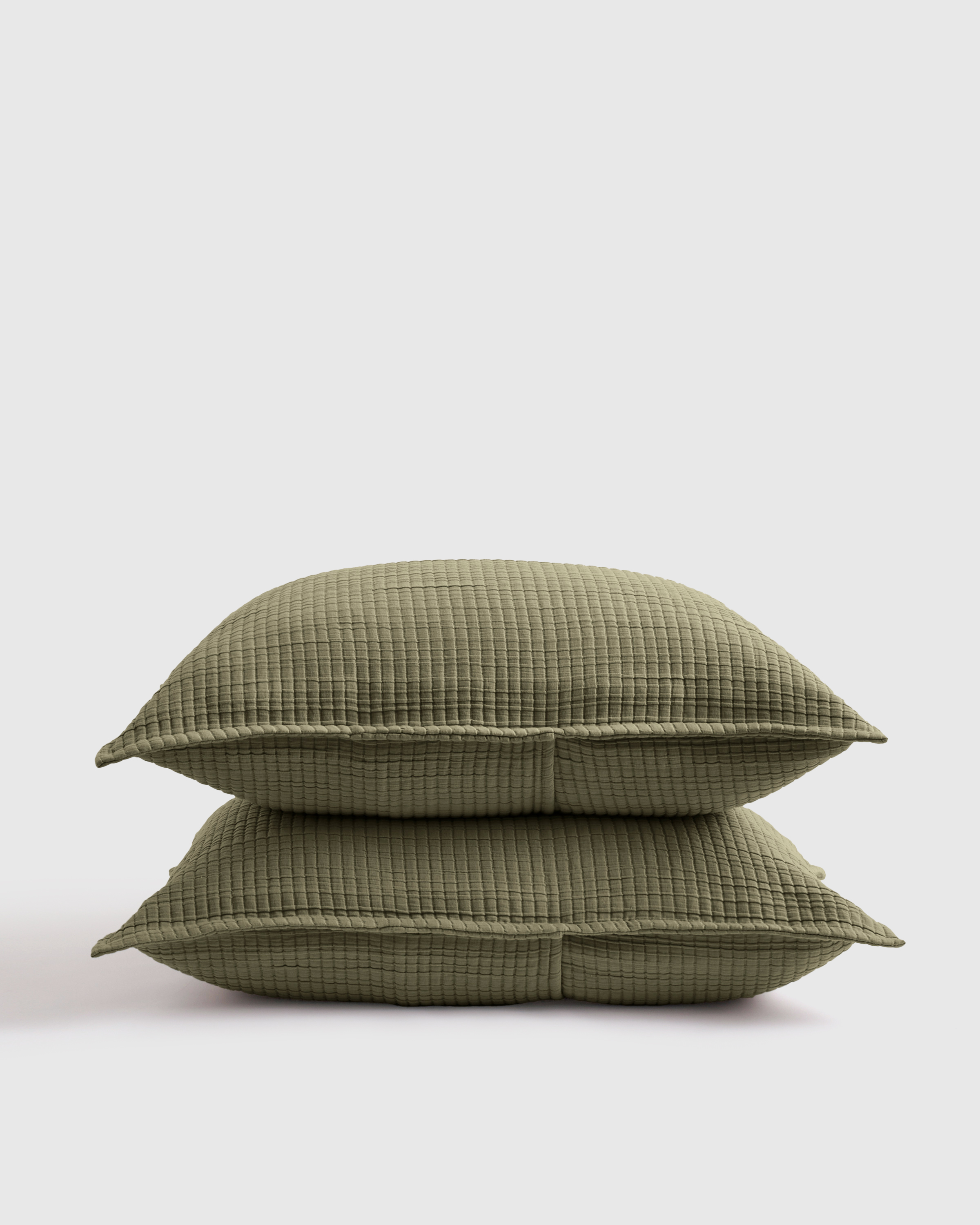 Olive Organic Ribbed Cotton Shams