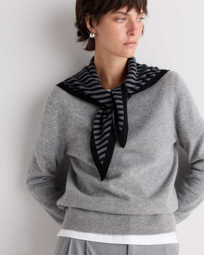 Black/Charcoal 100% Merino Wool Triangle Scarf
