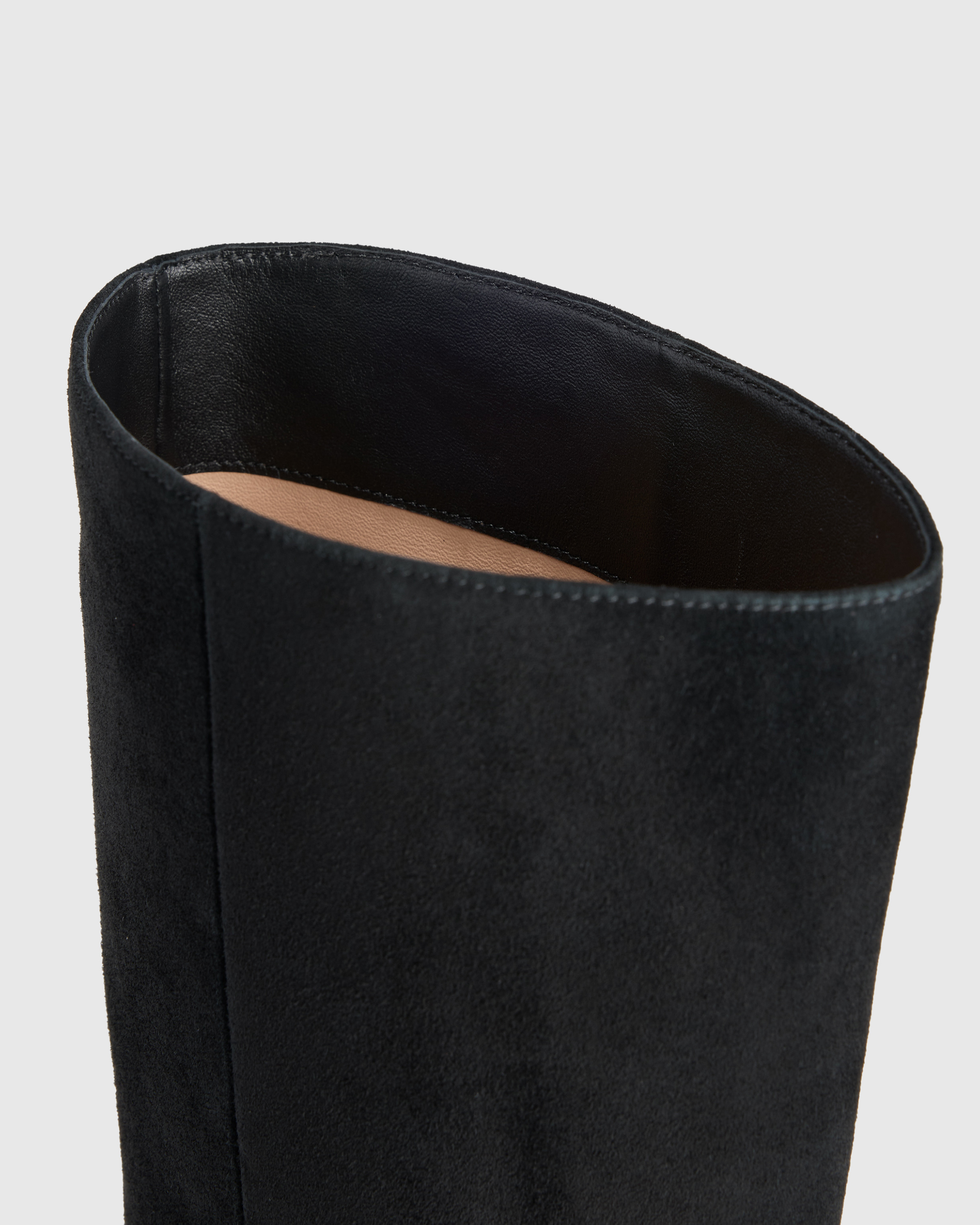 W--282-BLK Italian Suede Slouchy Block Heel Boots Black 1476 CROPPED