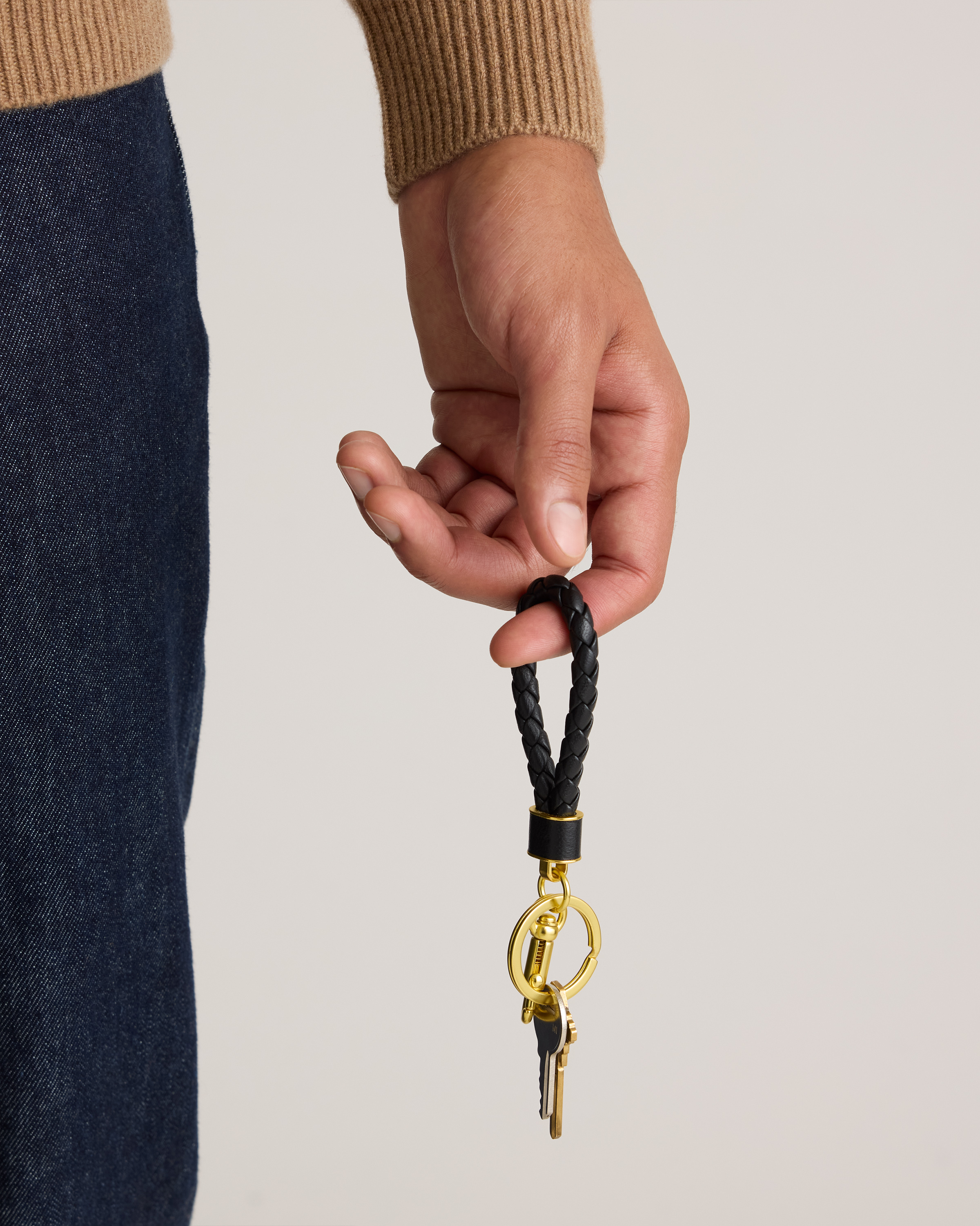 Italian Leather Braided Key Ring (2-Pack)