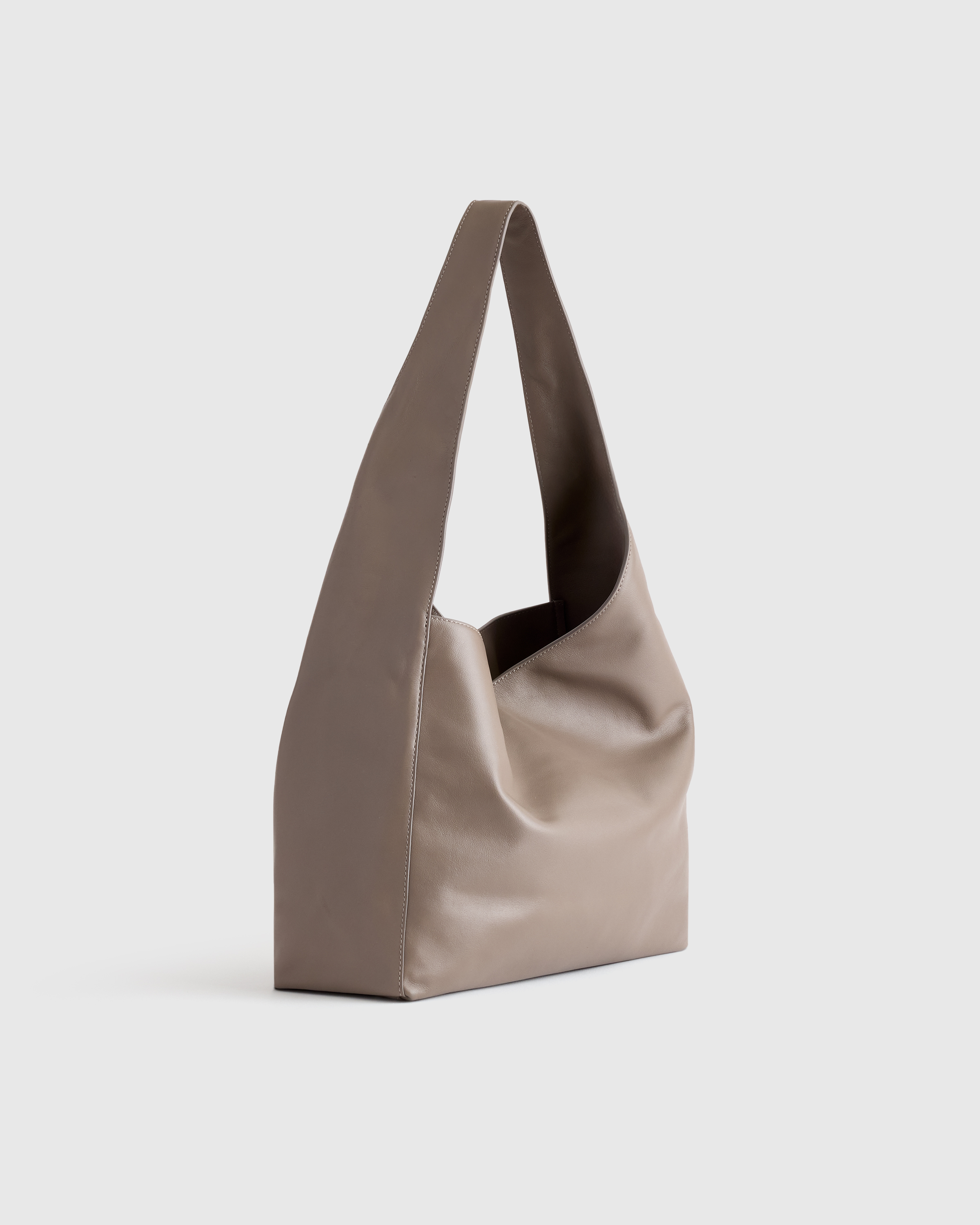 Italian Leather Slouchy Shoulder Bag in Mink