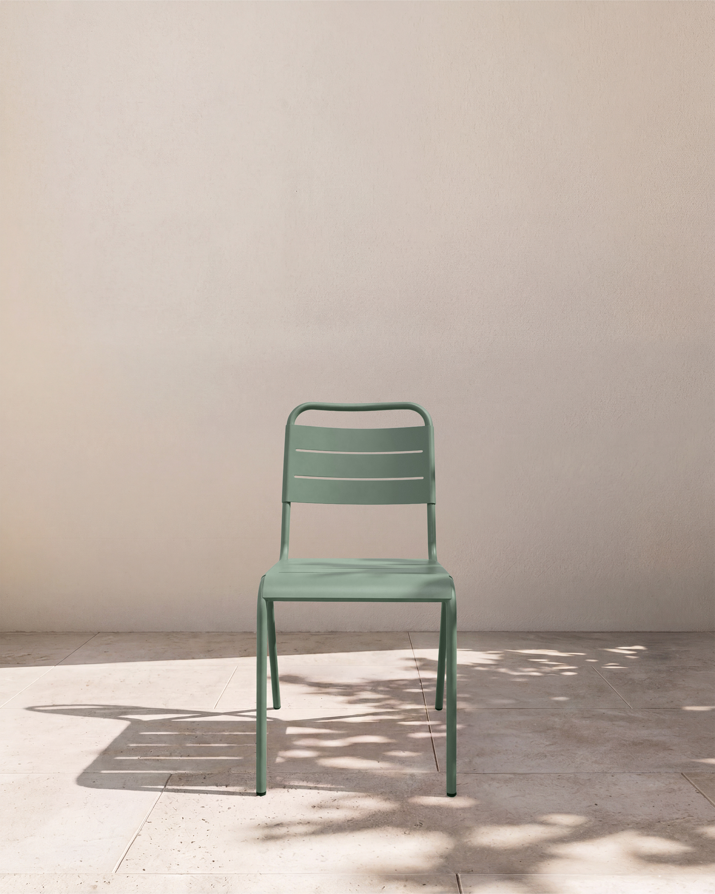 Sage Green Powder-Coated Aluminum Outdoor Stacking Side Chair (Set of 2)