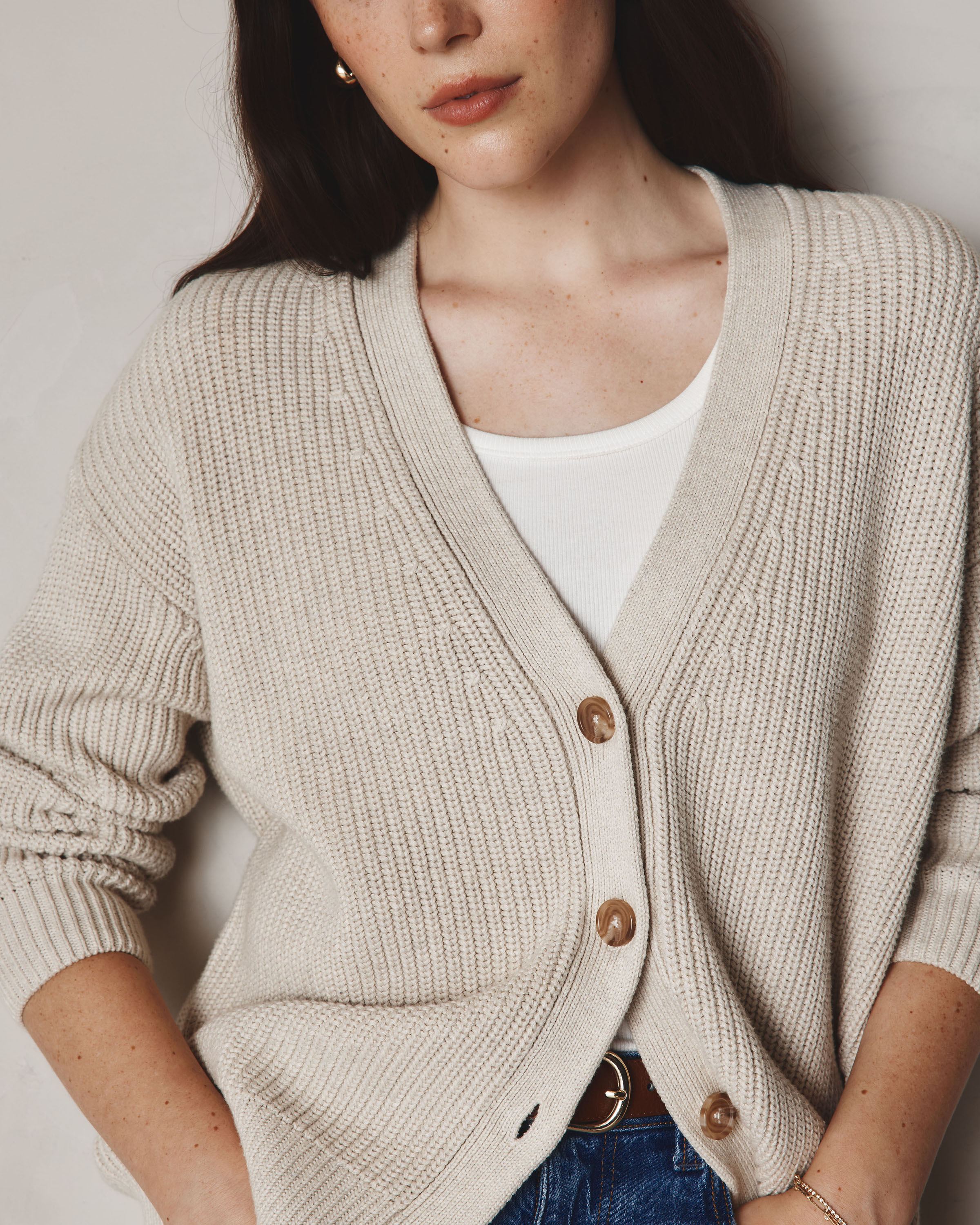 100% Organic Cotton Oversized Boyfriend Cardigan | Quince Canada