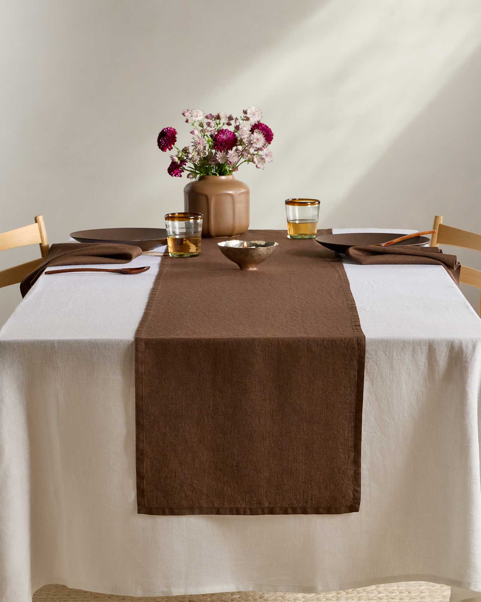 Espresso European Linen Table Runner