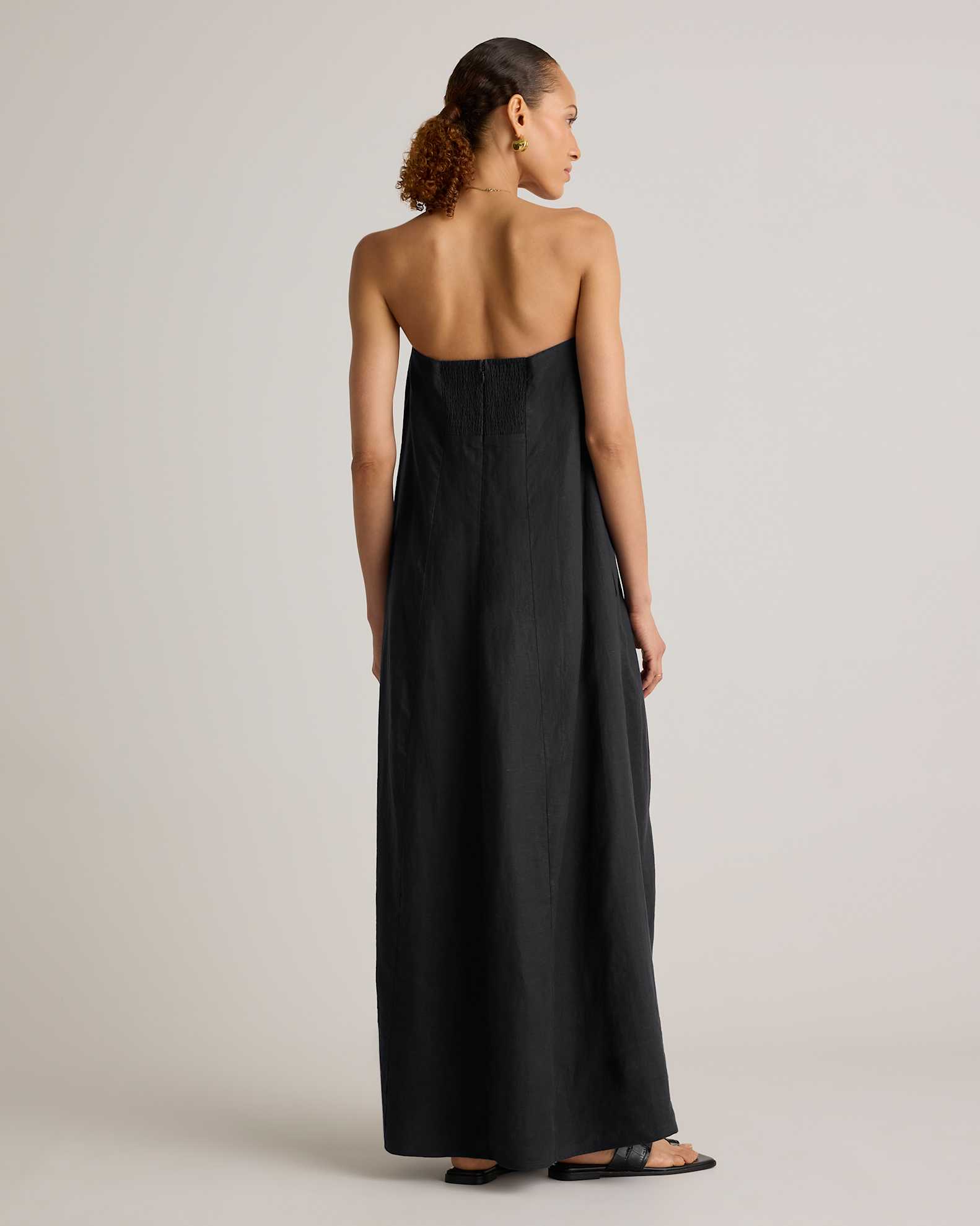 100% European Linen Strapless Maxi Dress in Black 100% European Linen Strapless Maxi Dress in Black