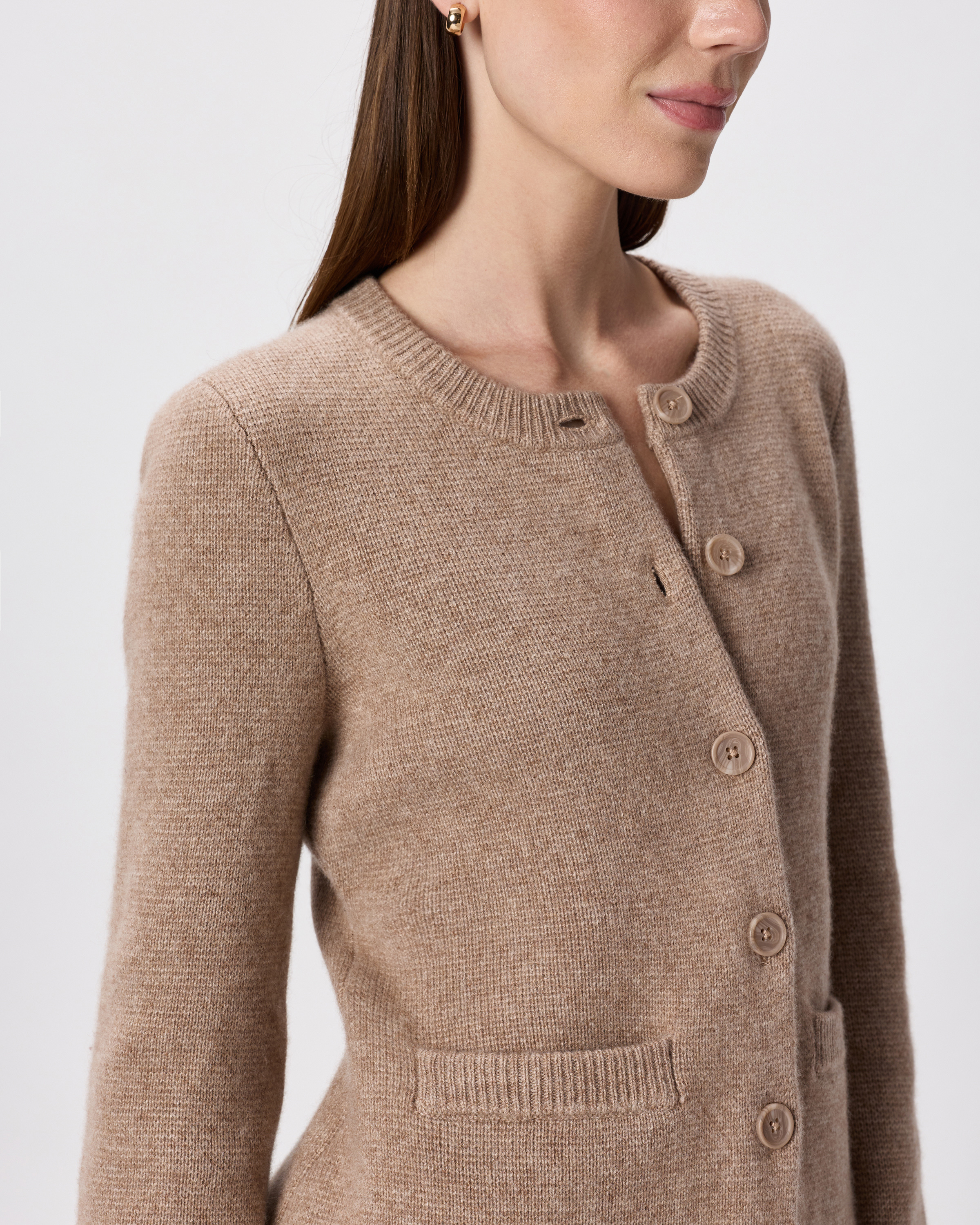 Mongolian Cashmere Structured Cardigan in Oatmeal