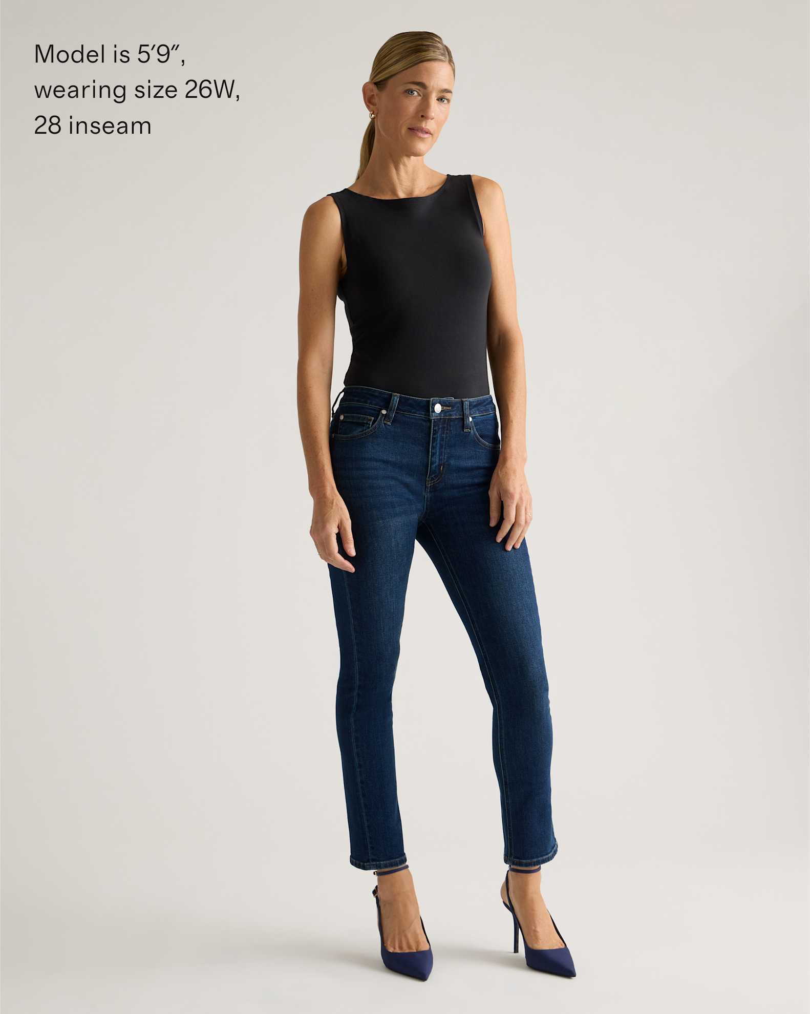 Stretch Mid Rise Slim Straight Jeans - 28