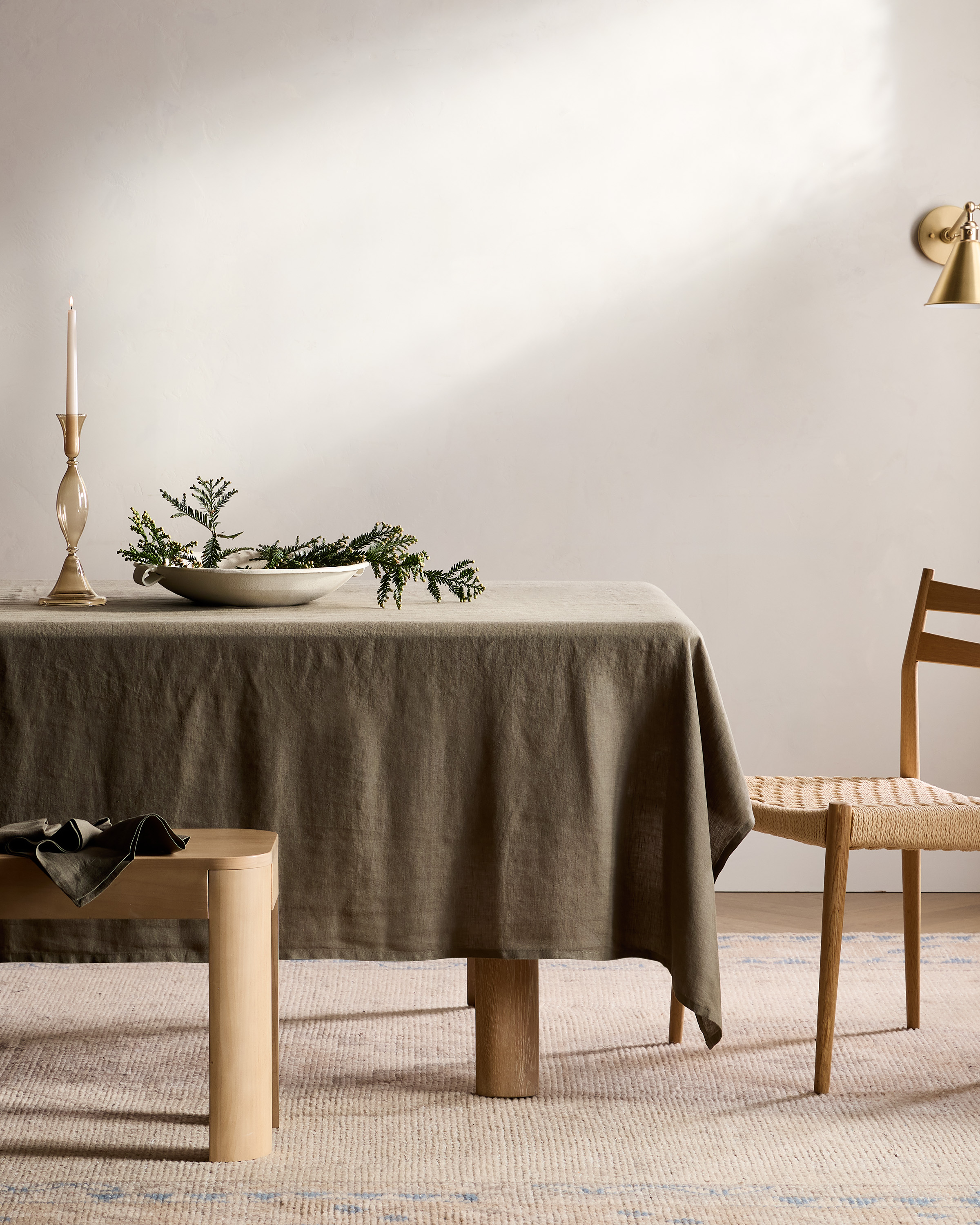 Dusty Olive European Linen Tablecloth