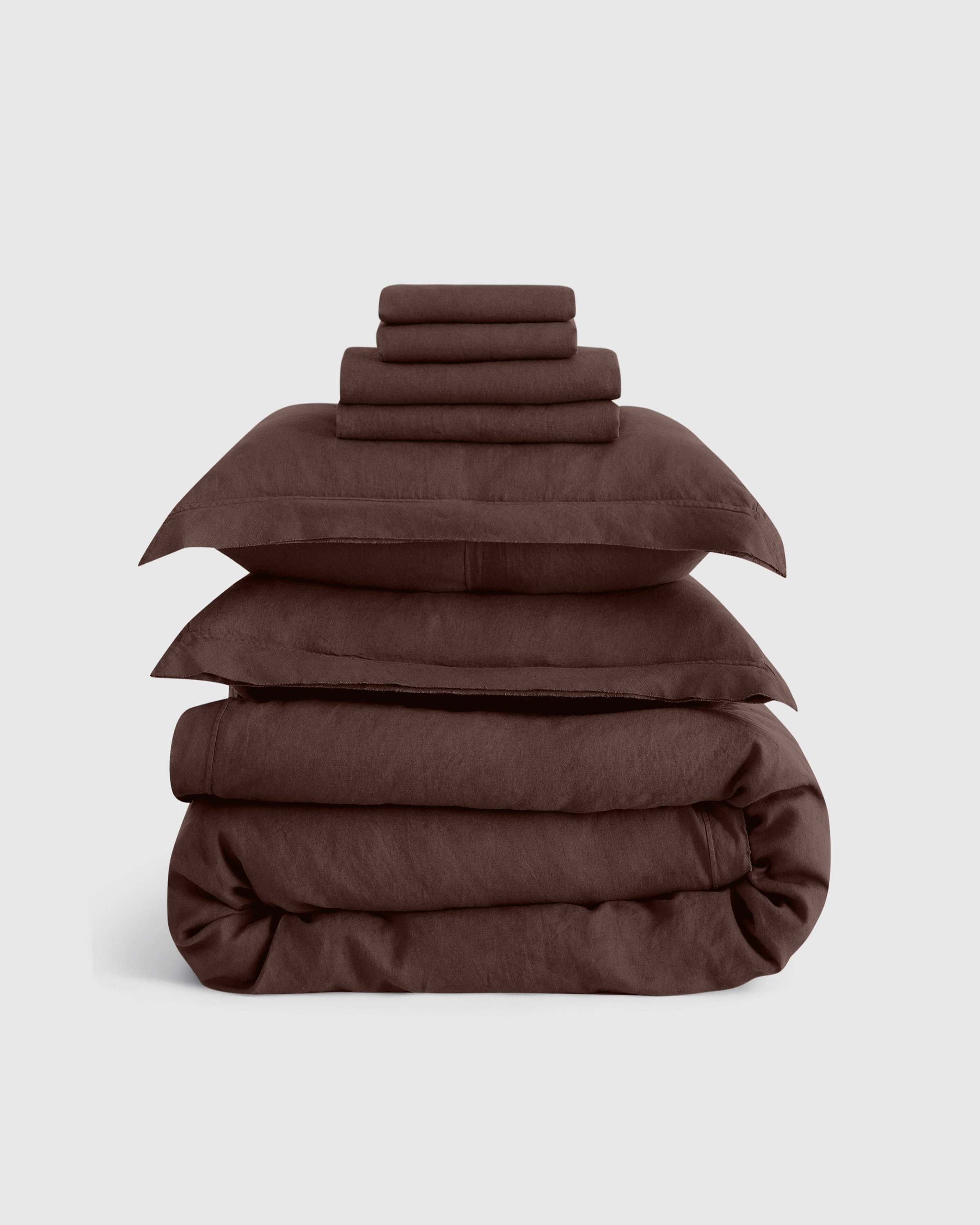 Espresso European Linen Double Flange Deluxe Bedding Bundle