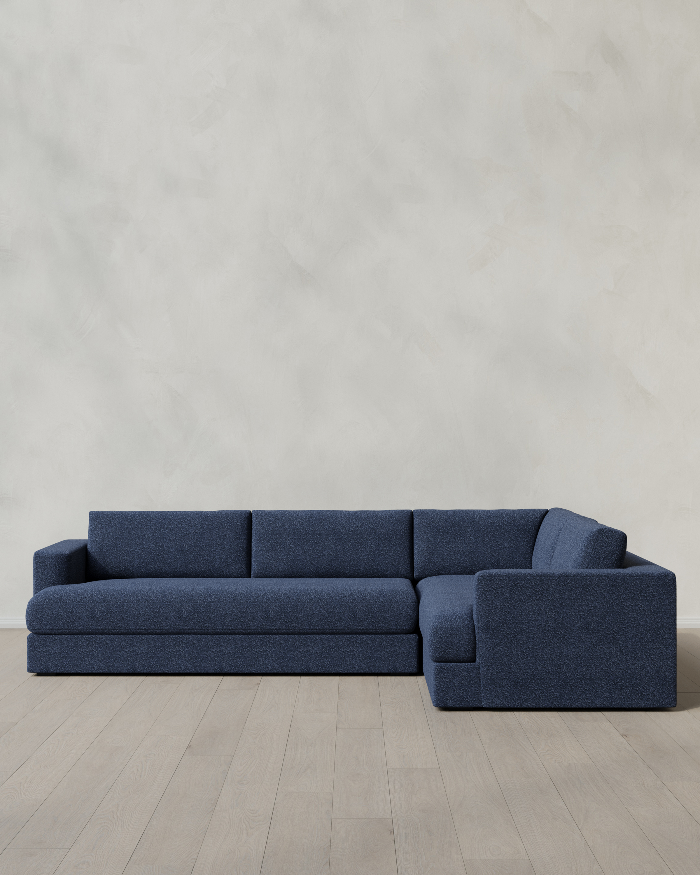 Indigo Sierra Curved Arm L Sectional in Performance Boucle