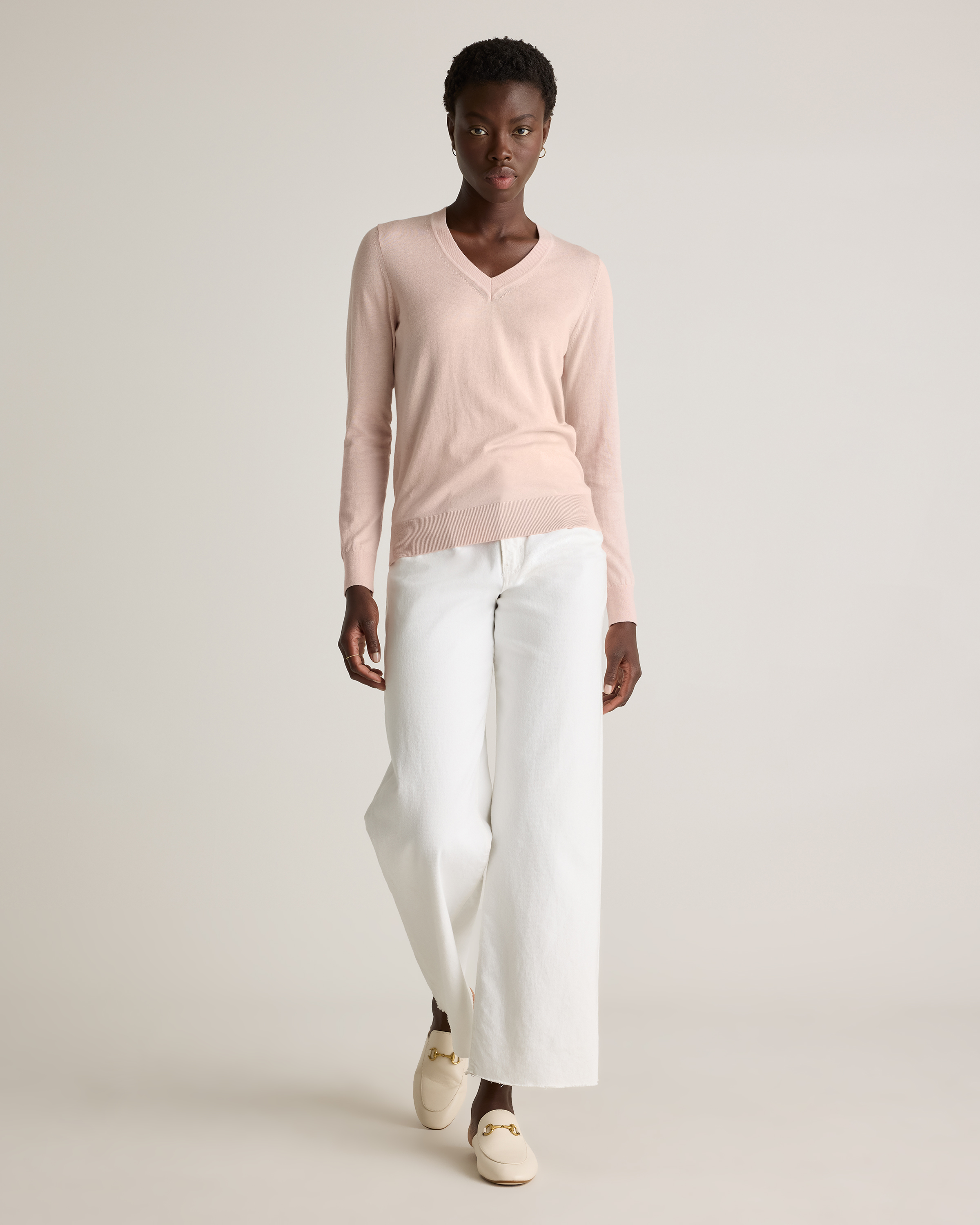 Lightweight Cotton Cashmere V-Neck Sweater