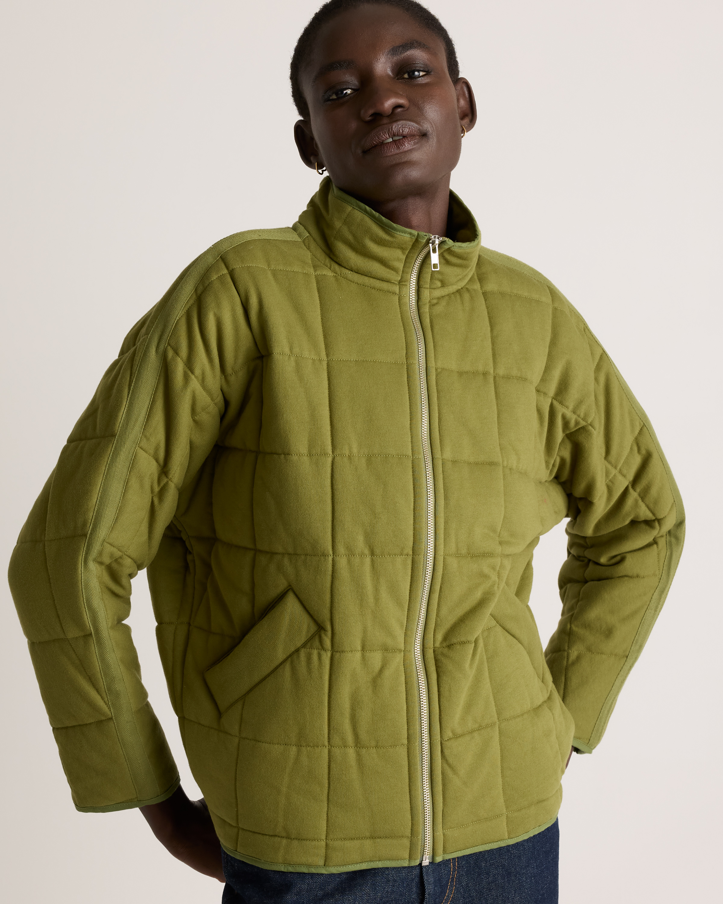 Organic Cotton Quilted Knit Jacket