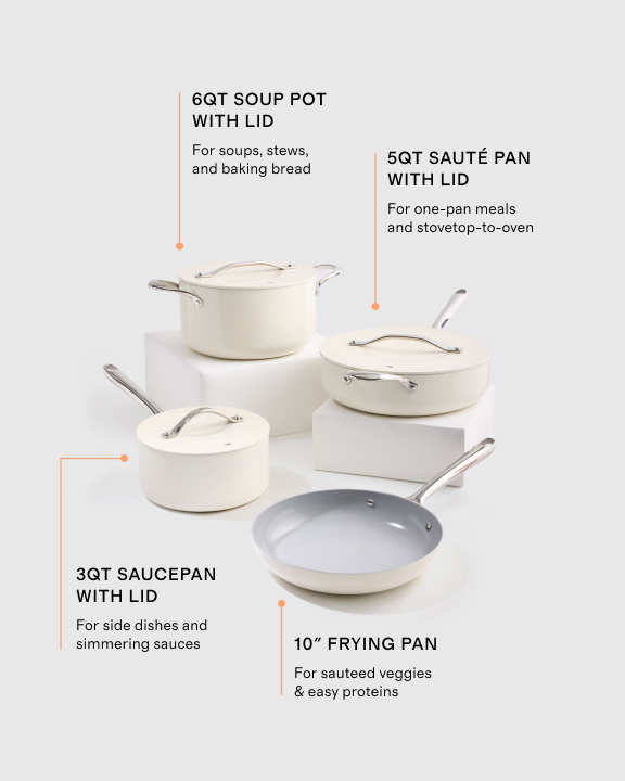 Ceramic Nonstick 7pc Cookware Set - Ivory