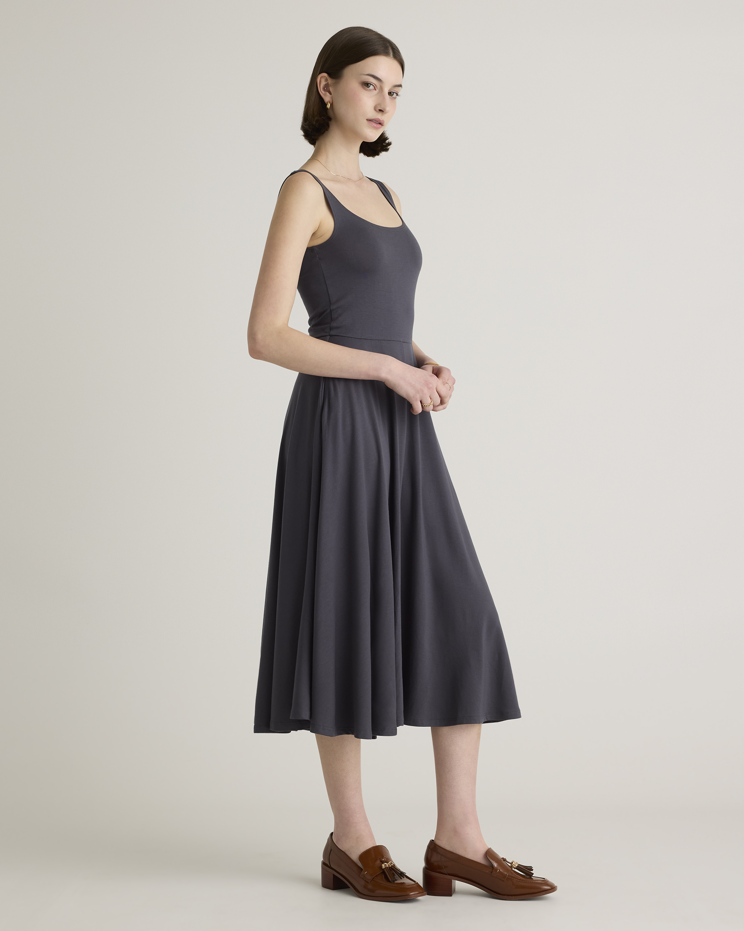 slim fit dress slacks The TENCEL™ Short-Sleeve Midi Dress main image 0