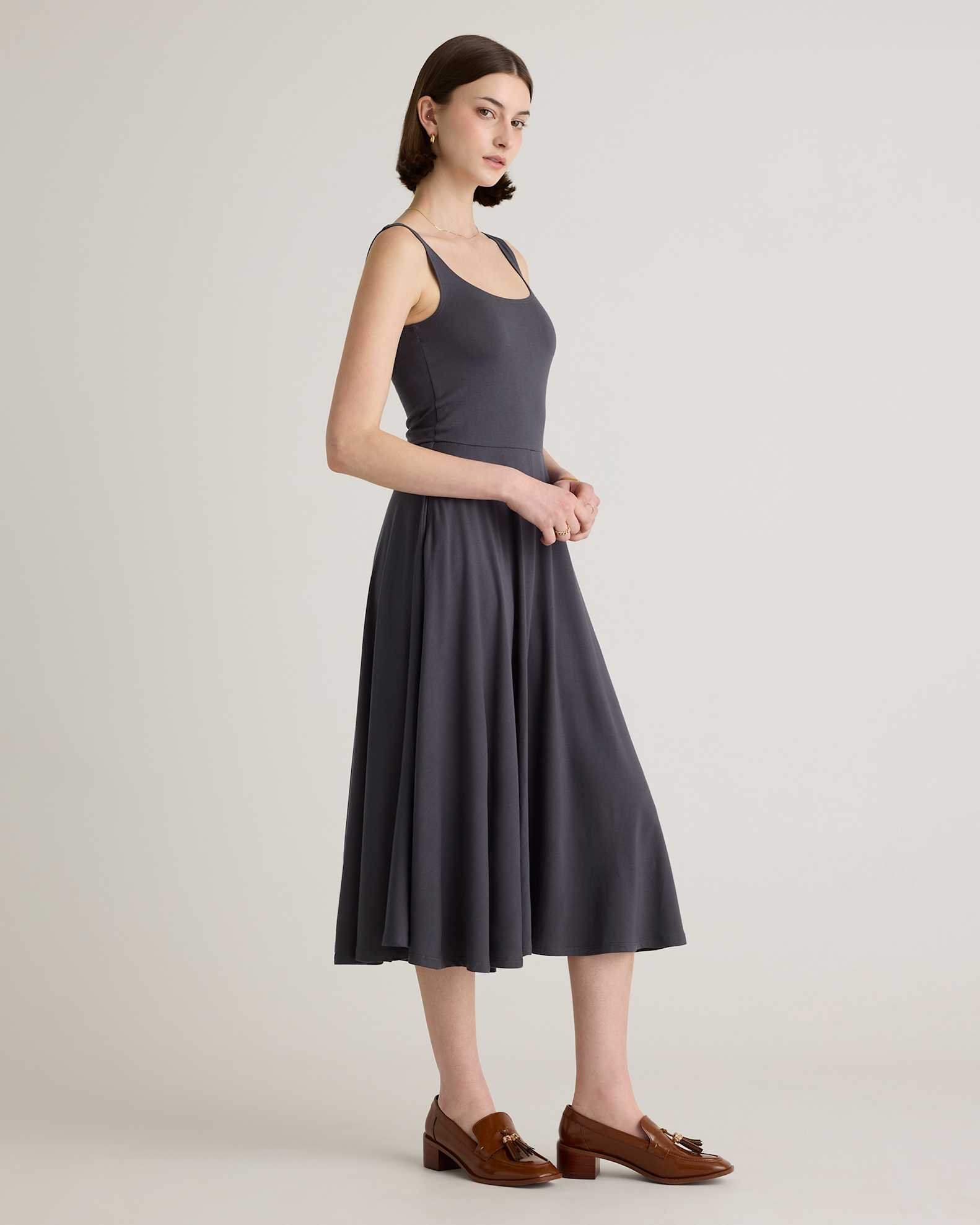 tencel fit and flare dress One dress, two vibes. Our Tencel Jersey Fit & Flare Dress looks effortlessly chic on its own and just as stunning dressed up. This is the sundress you'll want in your rotation