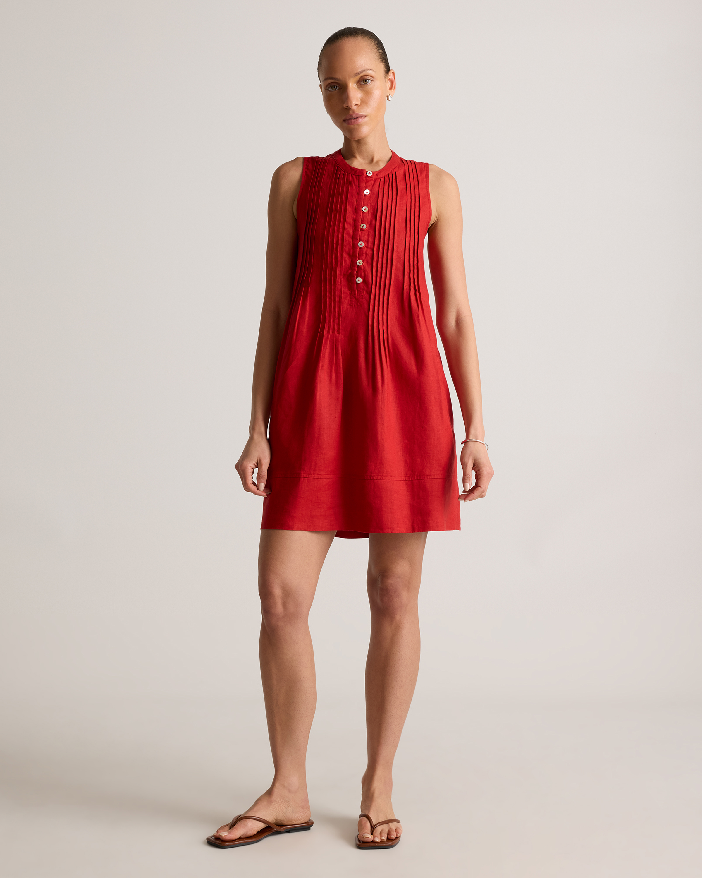 Quince Women's 100% European Linen Sleeveless Swing Dress In Chile