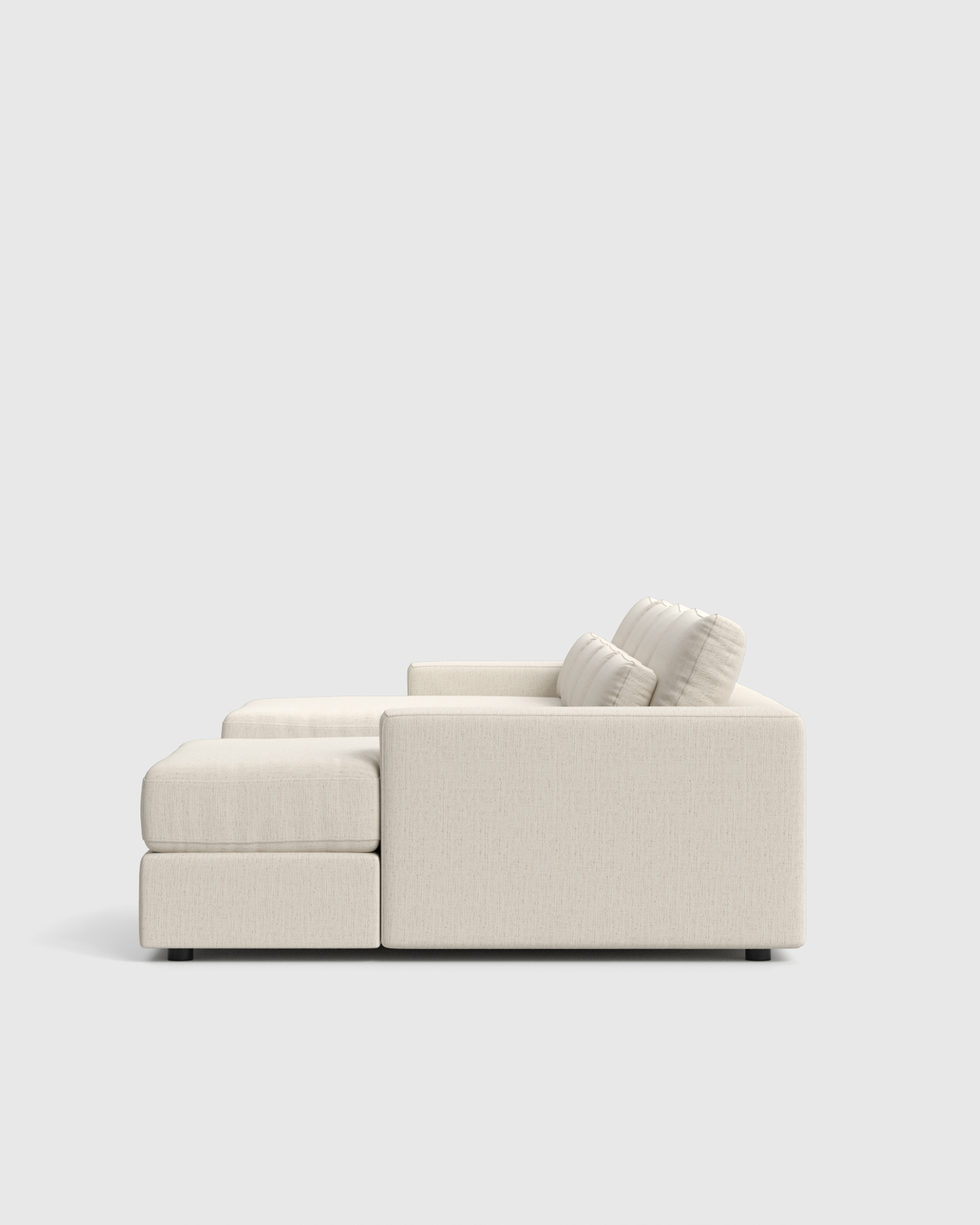 Square Arm Deep Seat U Sectional Snow Side