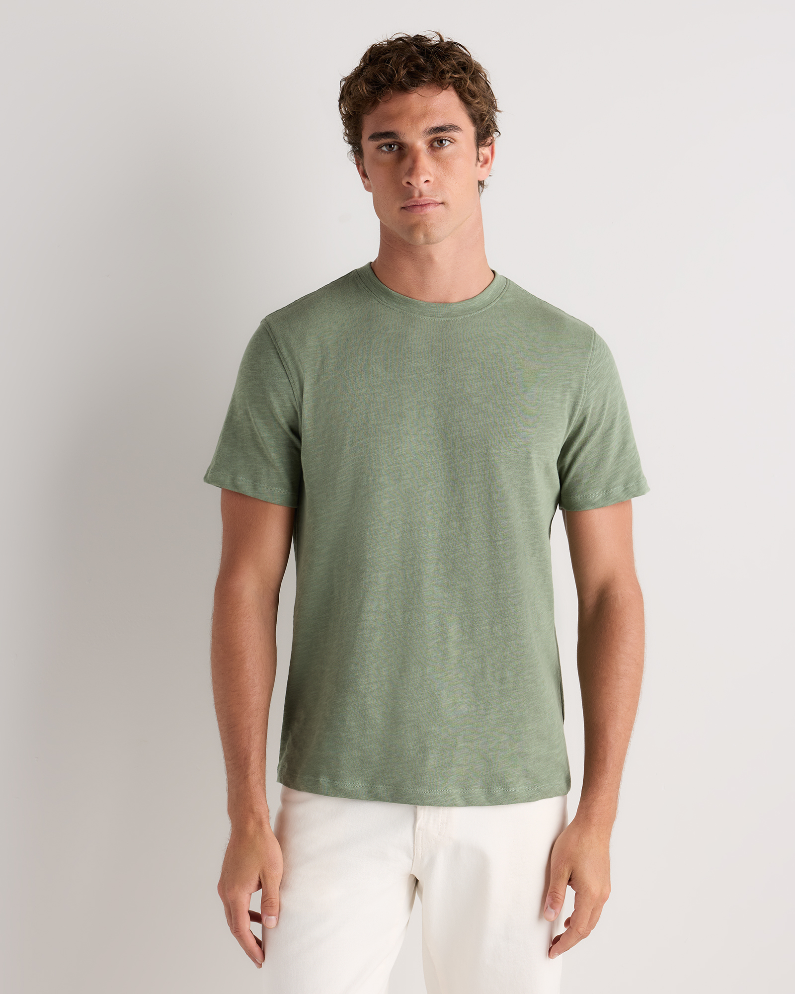 Sea Spray Green 100% Organic Cotton Slub Crewneck Tee