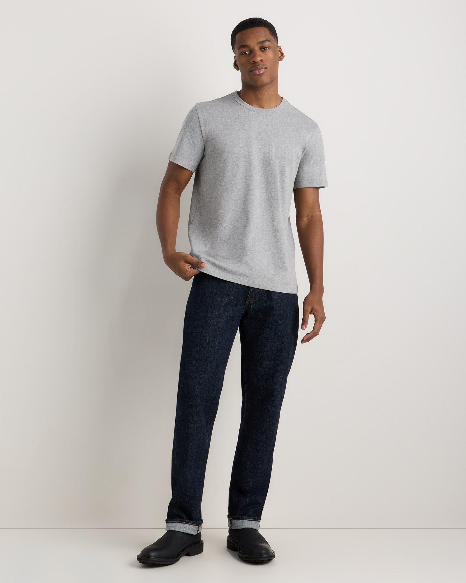 Organic Cotton Micro-Rib Elbow Sleeve Tee