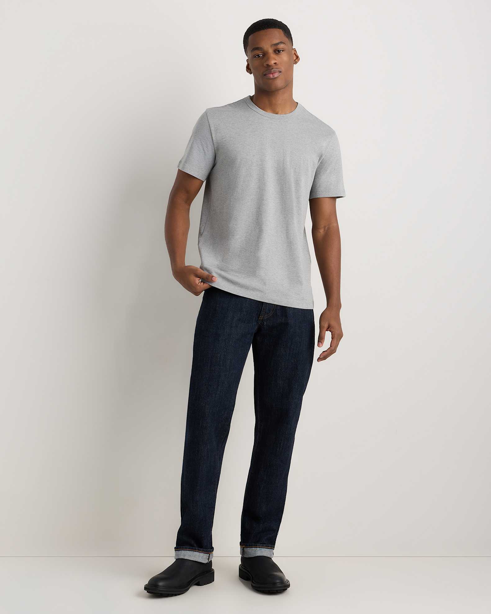 Organic Cotton Micro-Rib Elbow Sleeve Tee