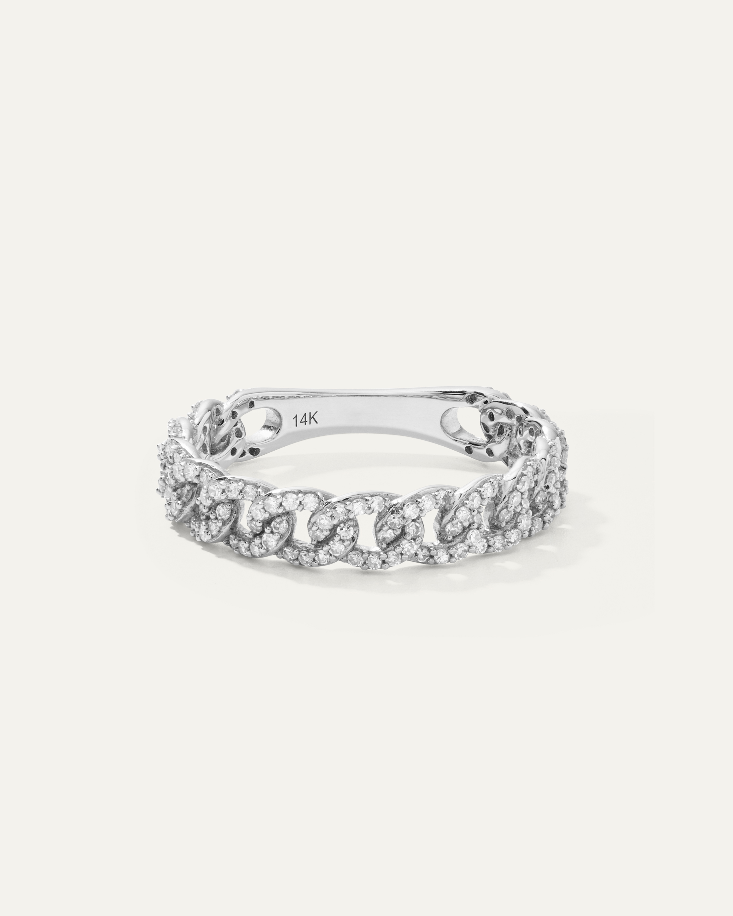 White Gold 14K Gold Diamond Chain Ring