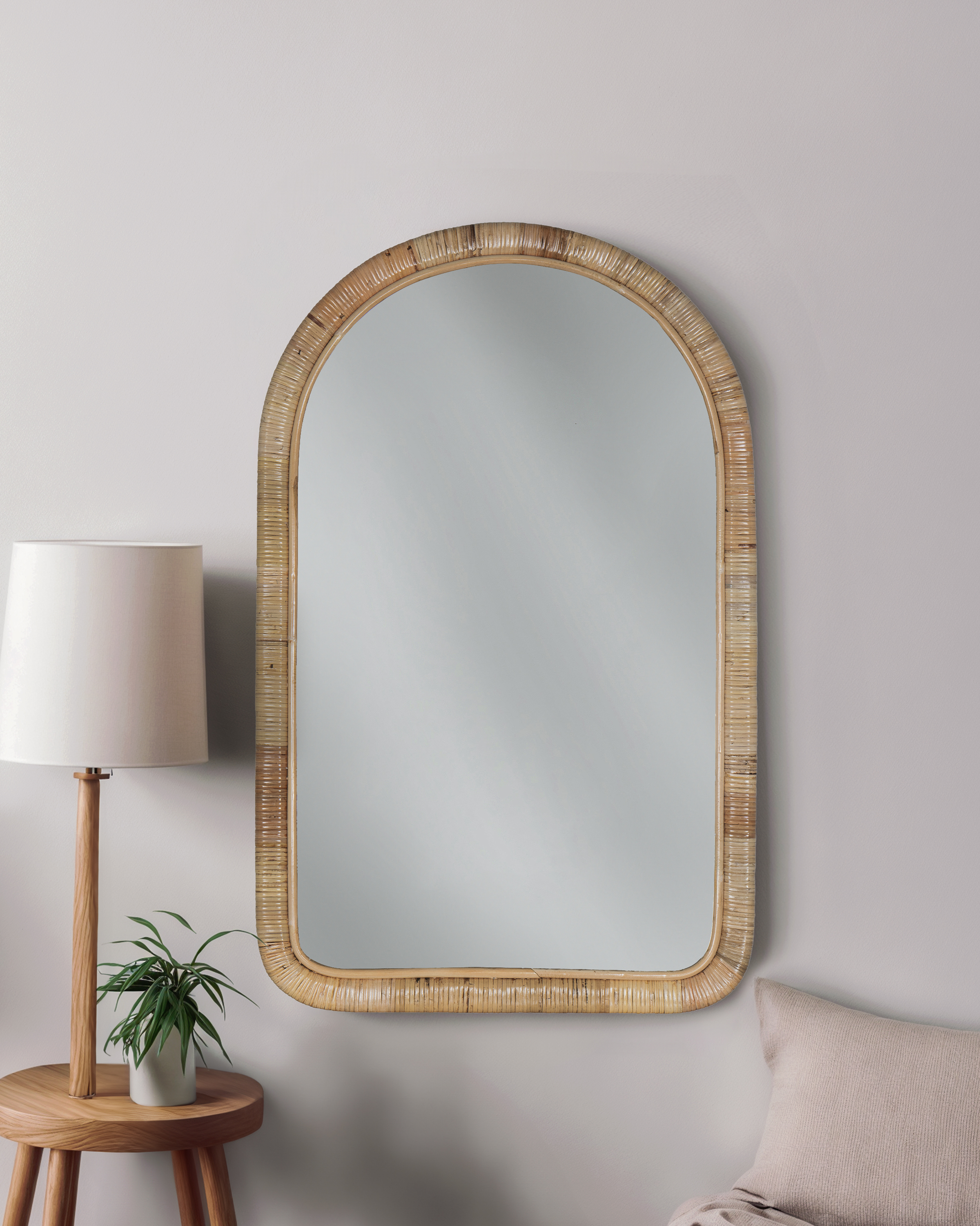 Quince Rattan Arched Wall Mirror - Thumbnail 3