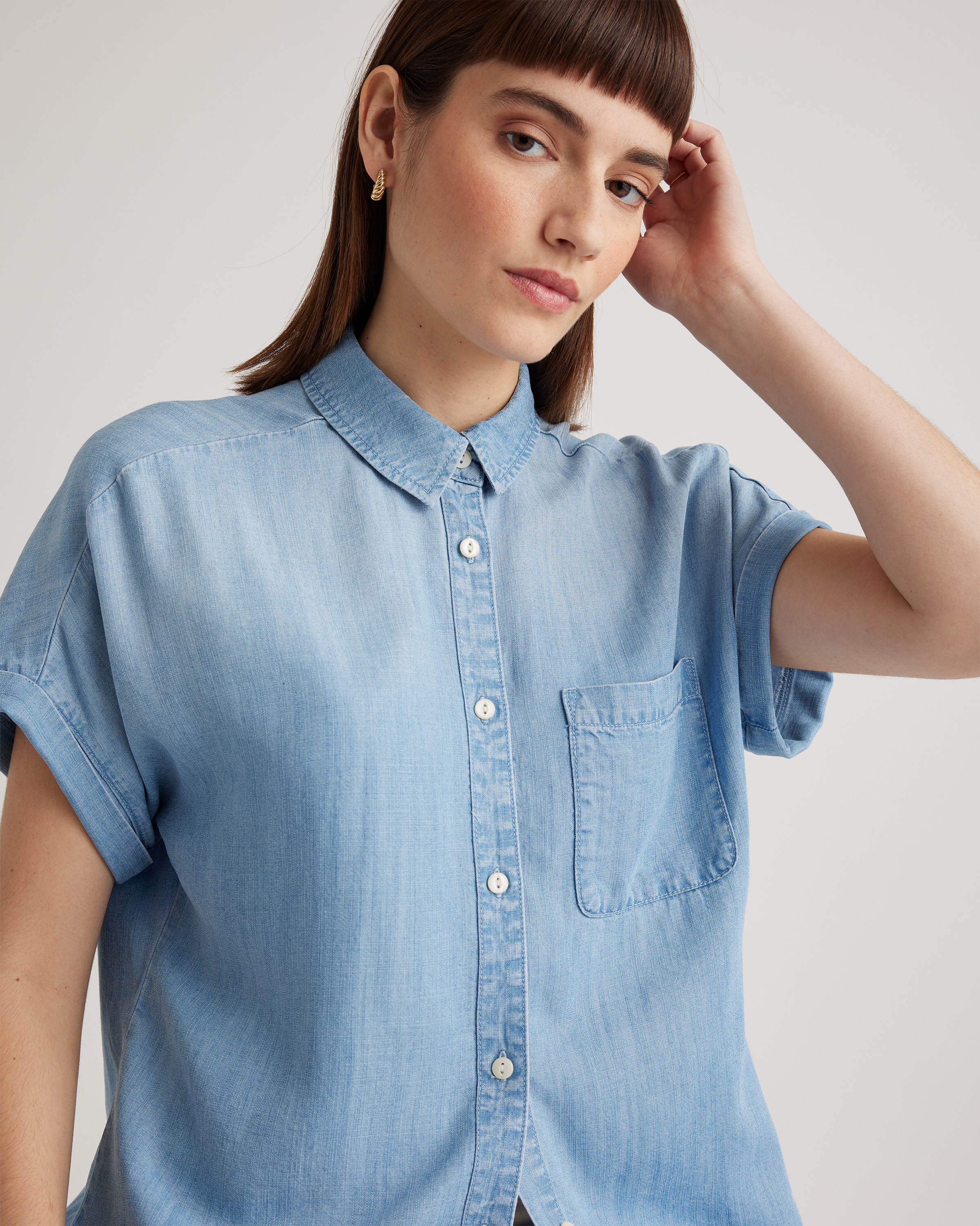 Chambray Tencel Short Sleeve Shirt