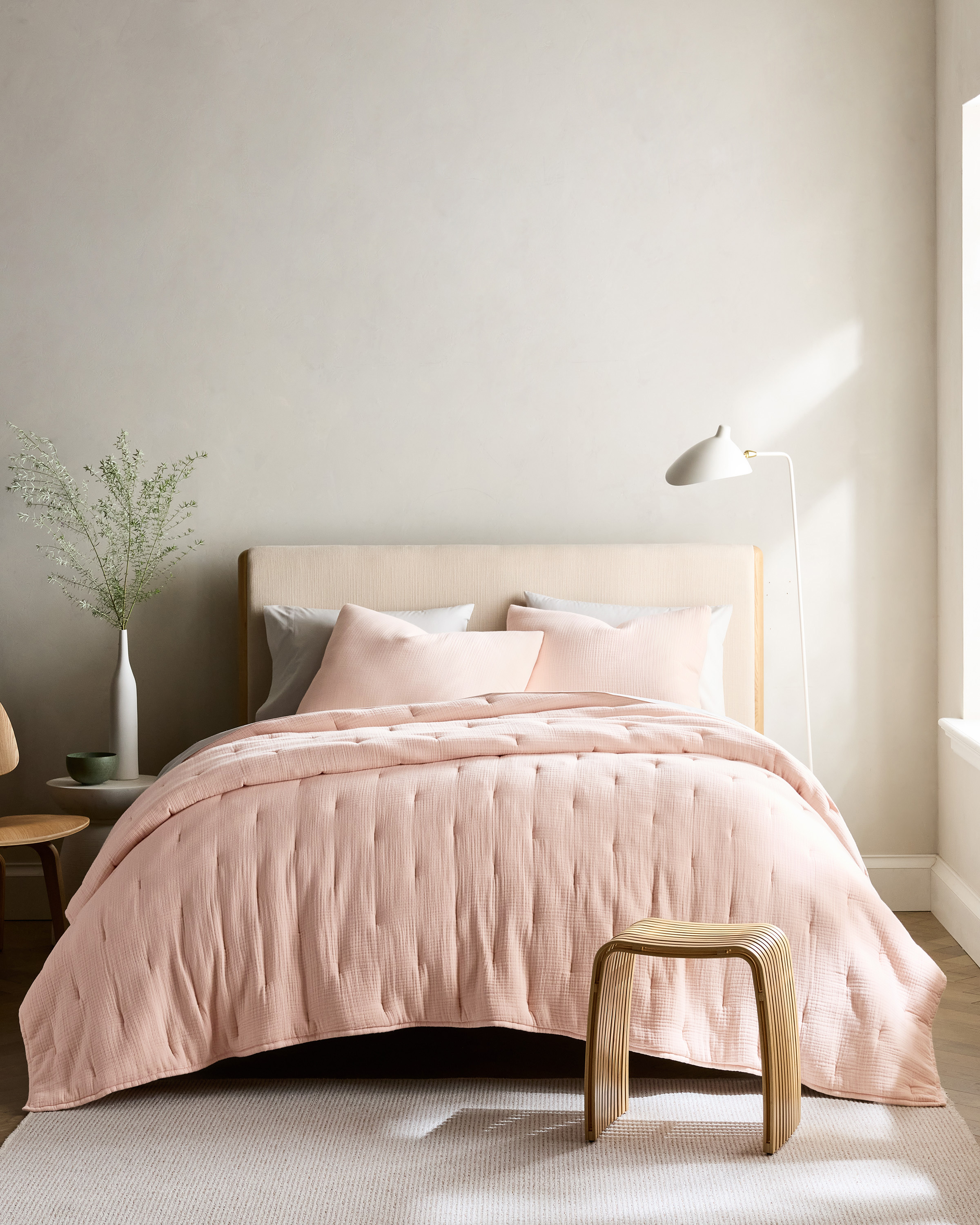 Soft Pink Organic Airy Gauze Dream Quilt Set