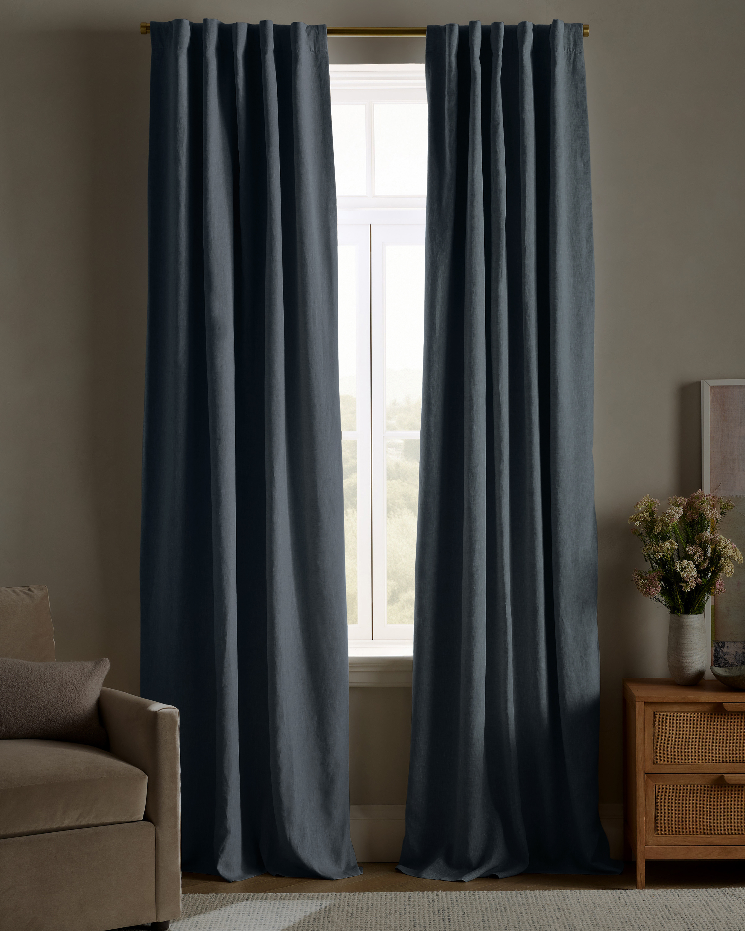 Chambray European Linen True Blackout Curtain
