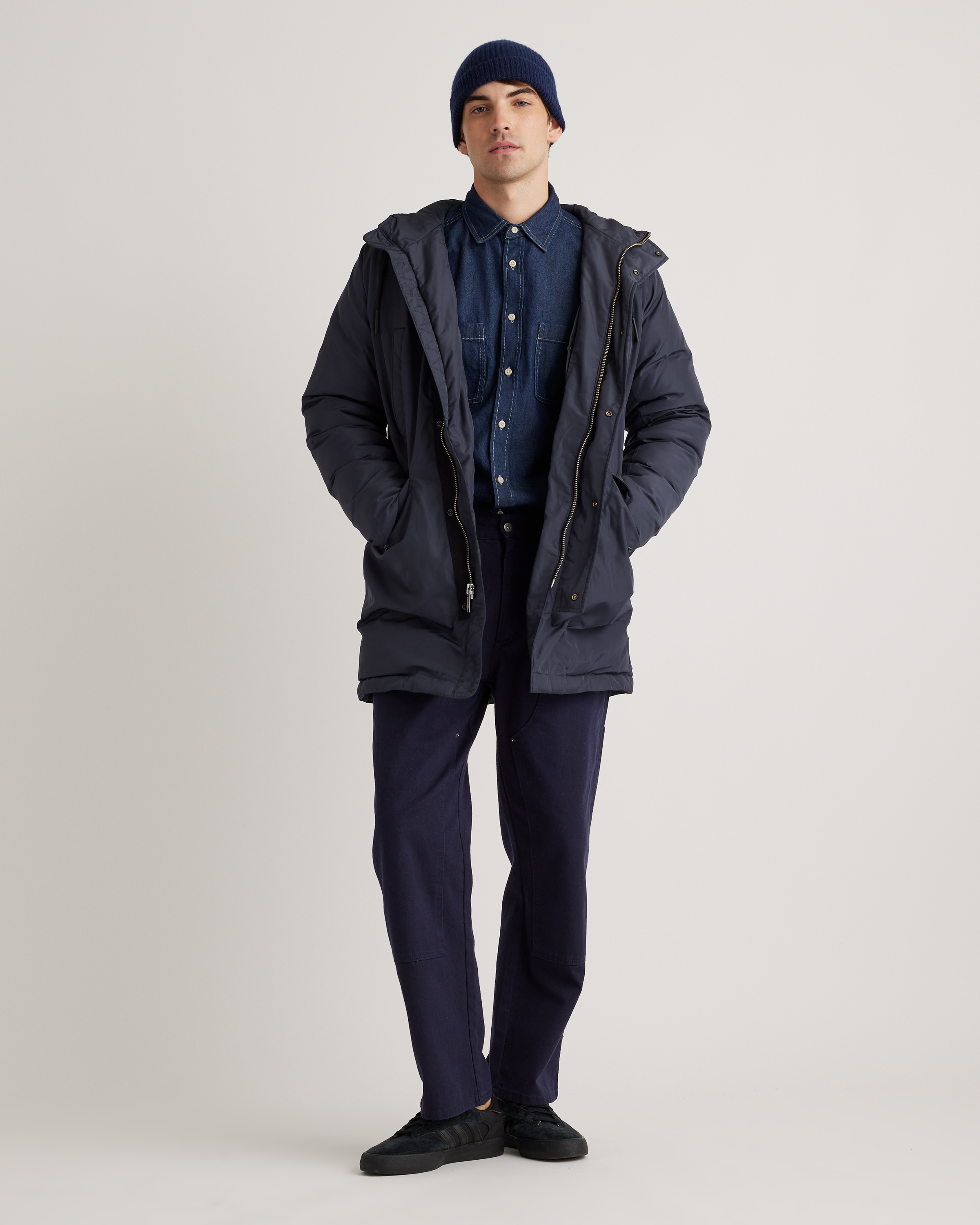 Quince Men's Featherless Long Puffer Parka In Navy