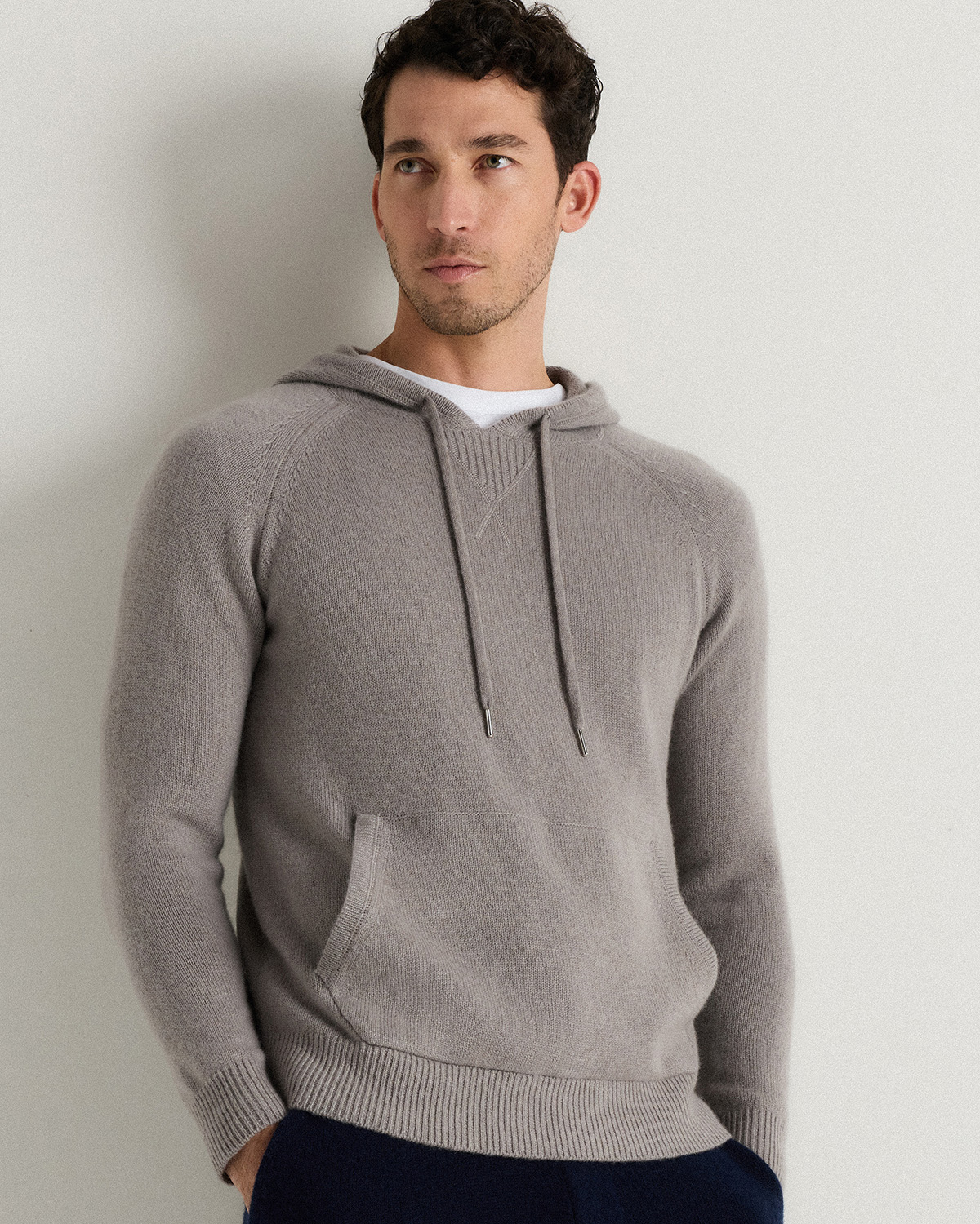 Morel Grey Mongolian Cashmere Pullover Hoodie