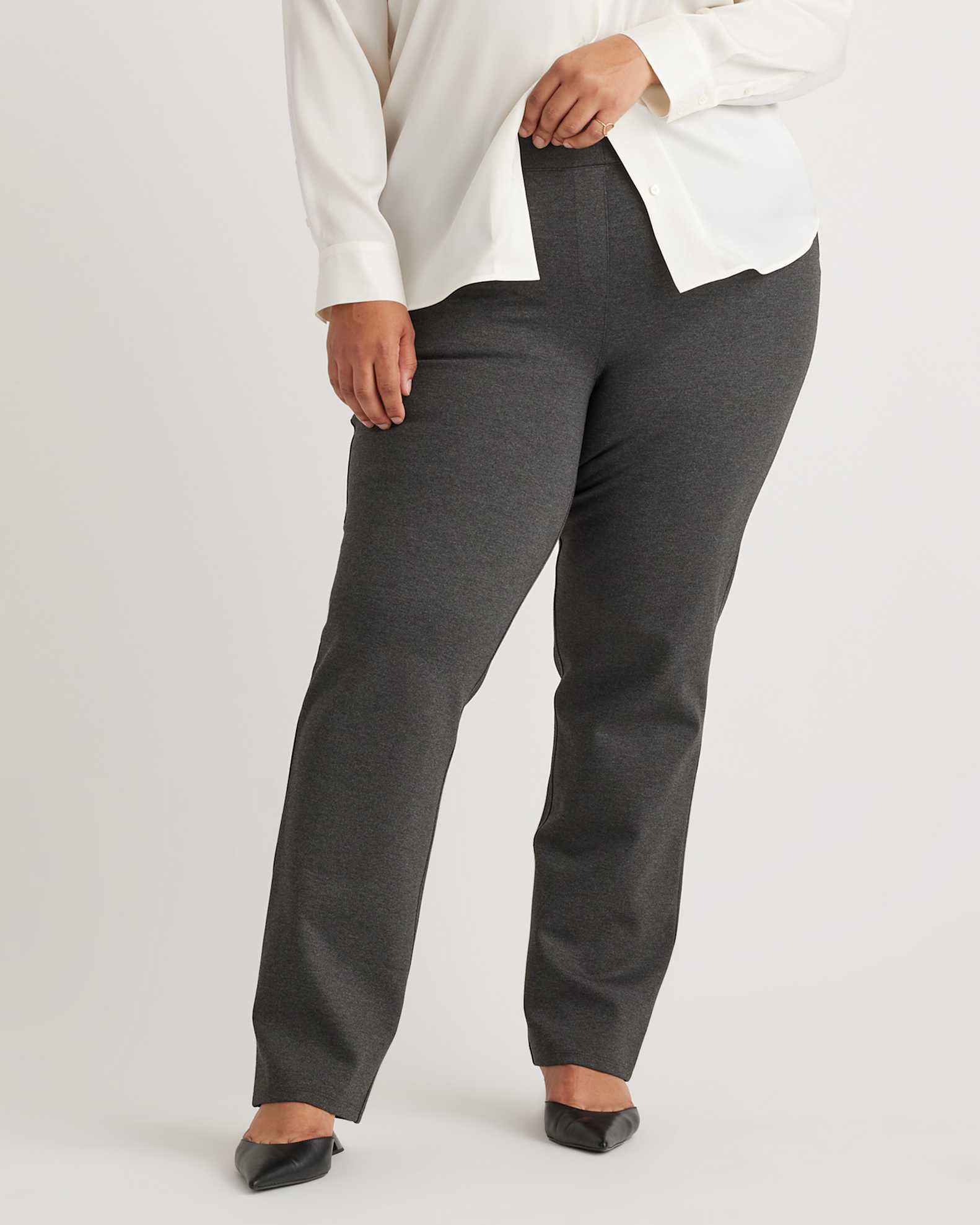 Ultra-Stretch Ponte Straight Leg Pants - Plus Size 30" inseam in Charcoal Ultra-Stretch Ponte Straight Leg Pants - Plus Size 30" inseam in Charcoal