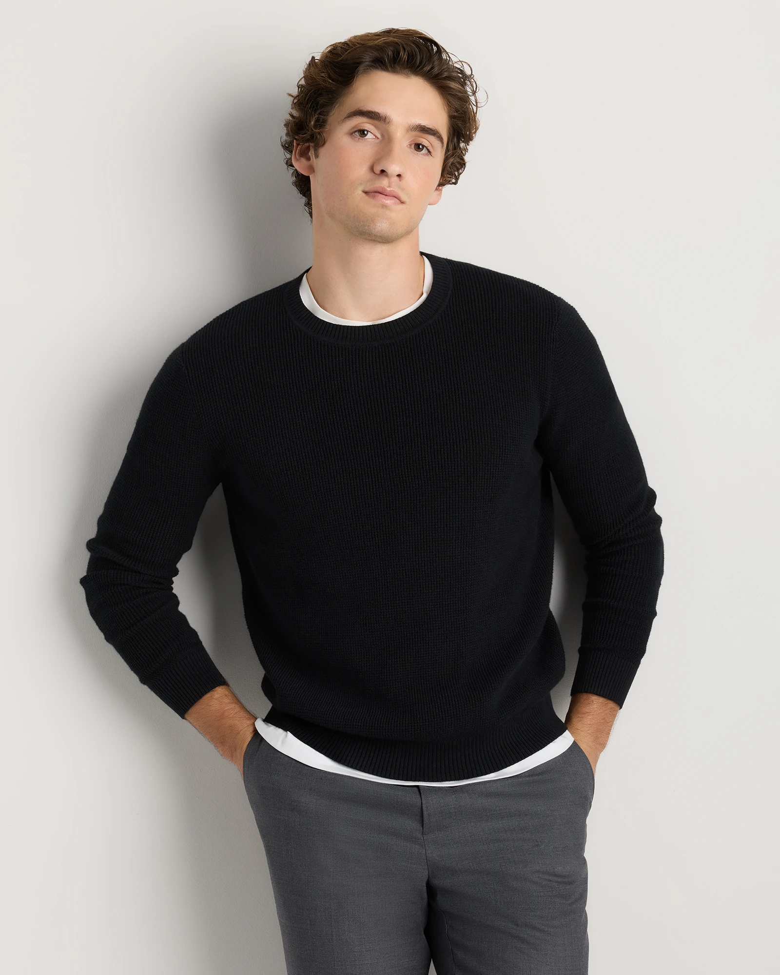 Organic Cotton Cashmere Waffle Crewneck Sweater