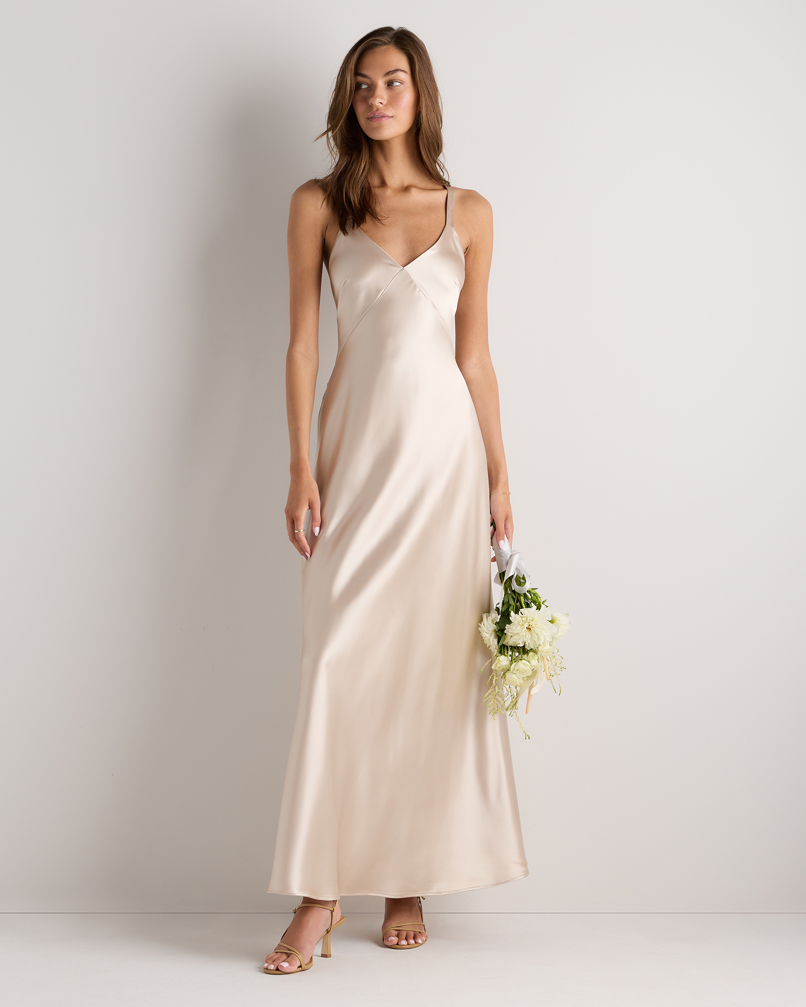 Champagne Bianca Stretch Satin Dress