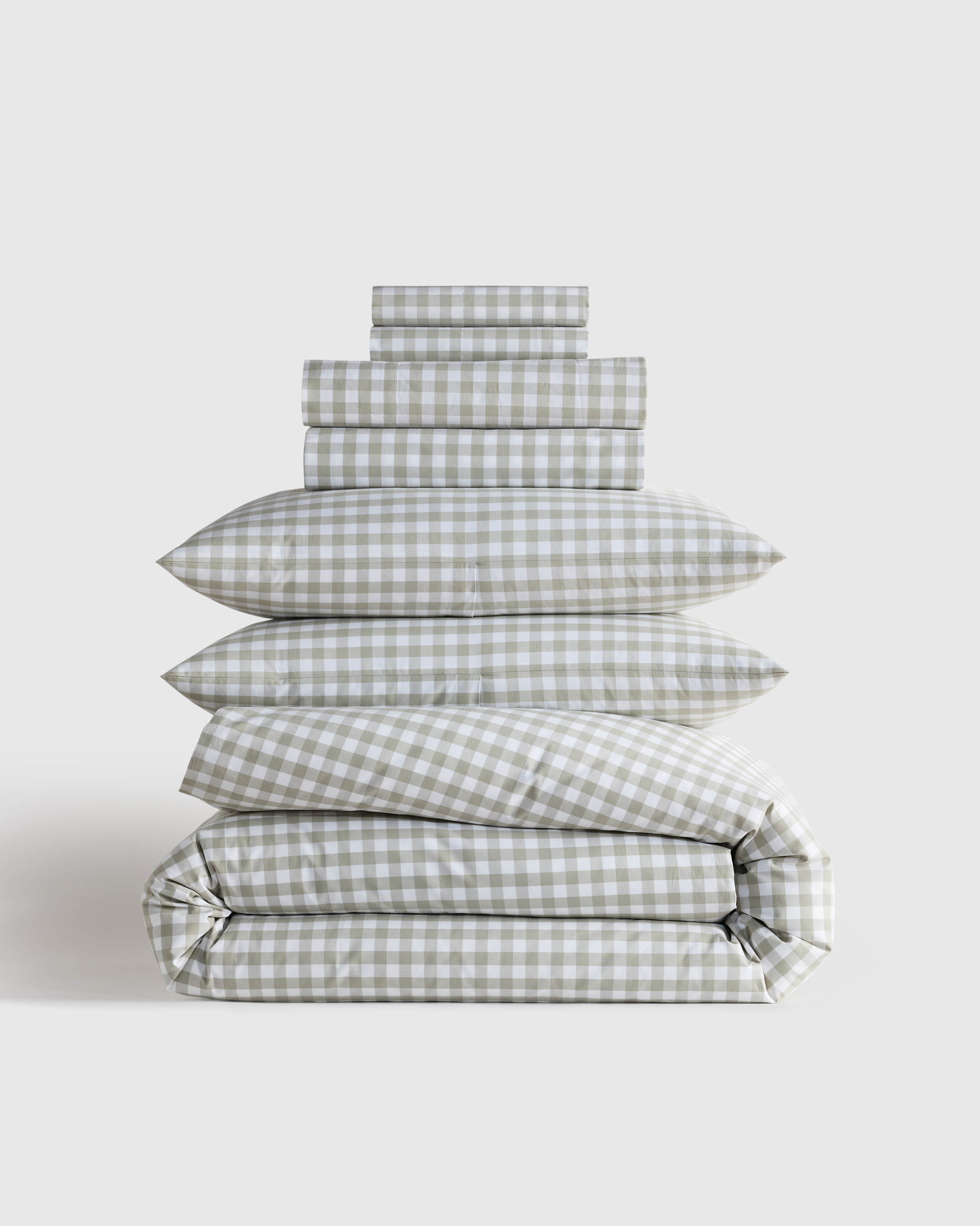 Willowleaf Gingham Organic Crisp Percale Deluxe Bedding Bundle