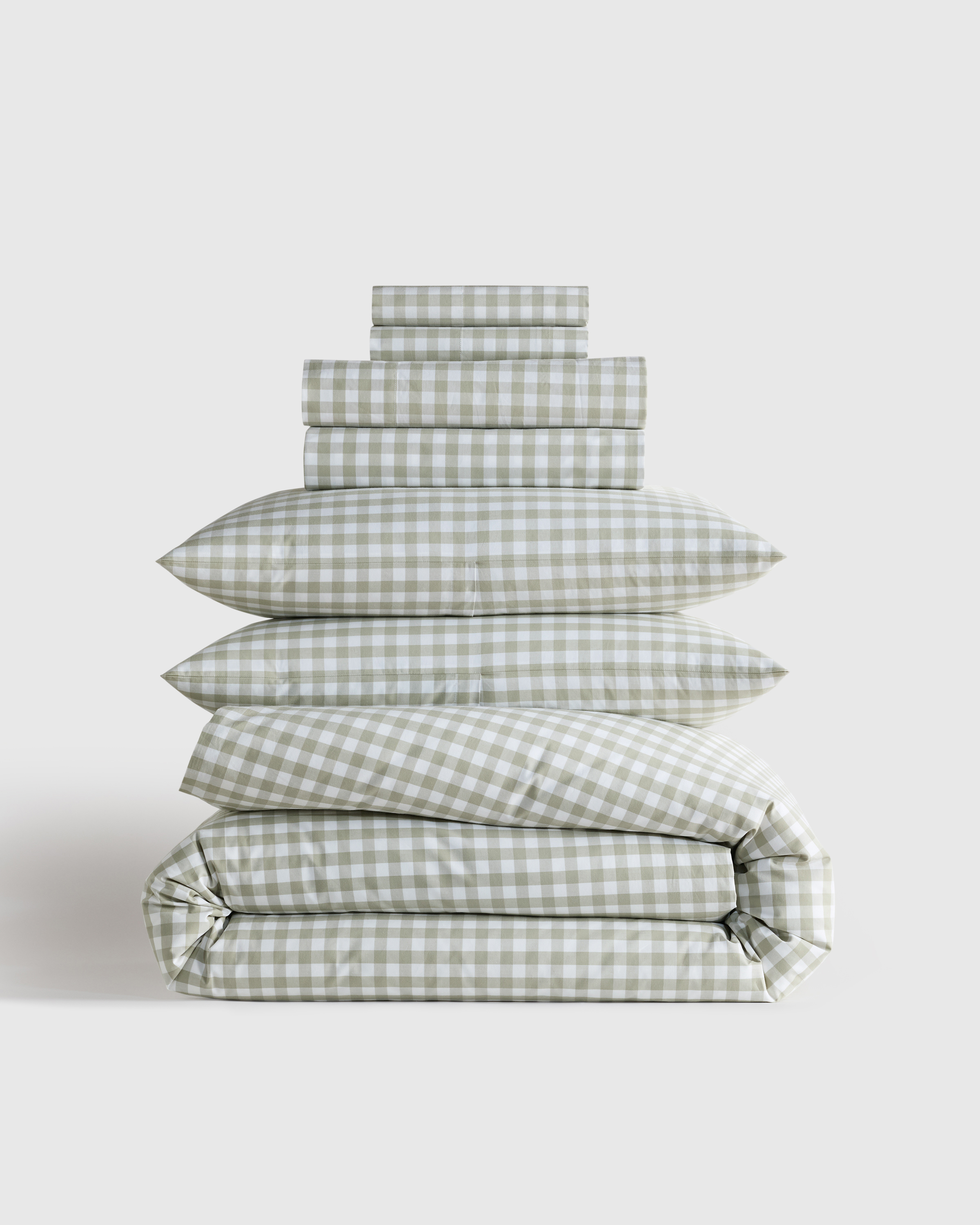 Willowleaf Organic Crisp Percale Gingham Deluxe Bedding Bundle
