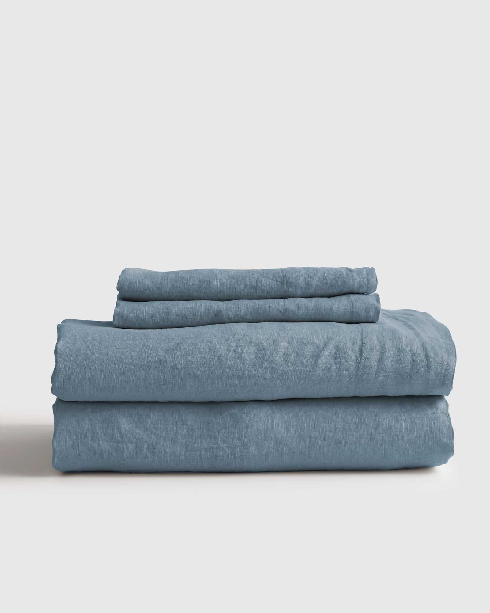 European Linen Sheet Set Queen-Dusty Blue
