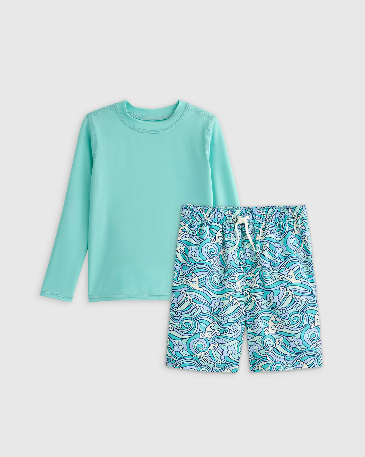 Quince Swim Trunk And Rash Guard Set In Waves