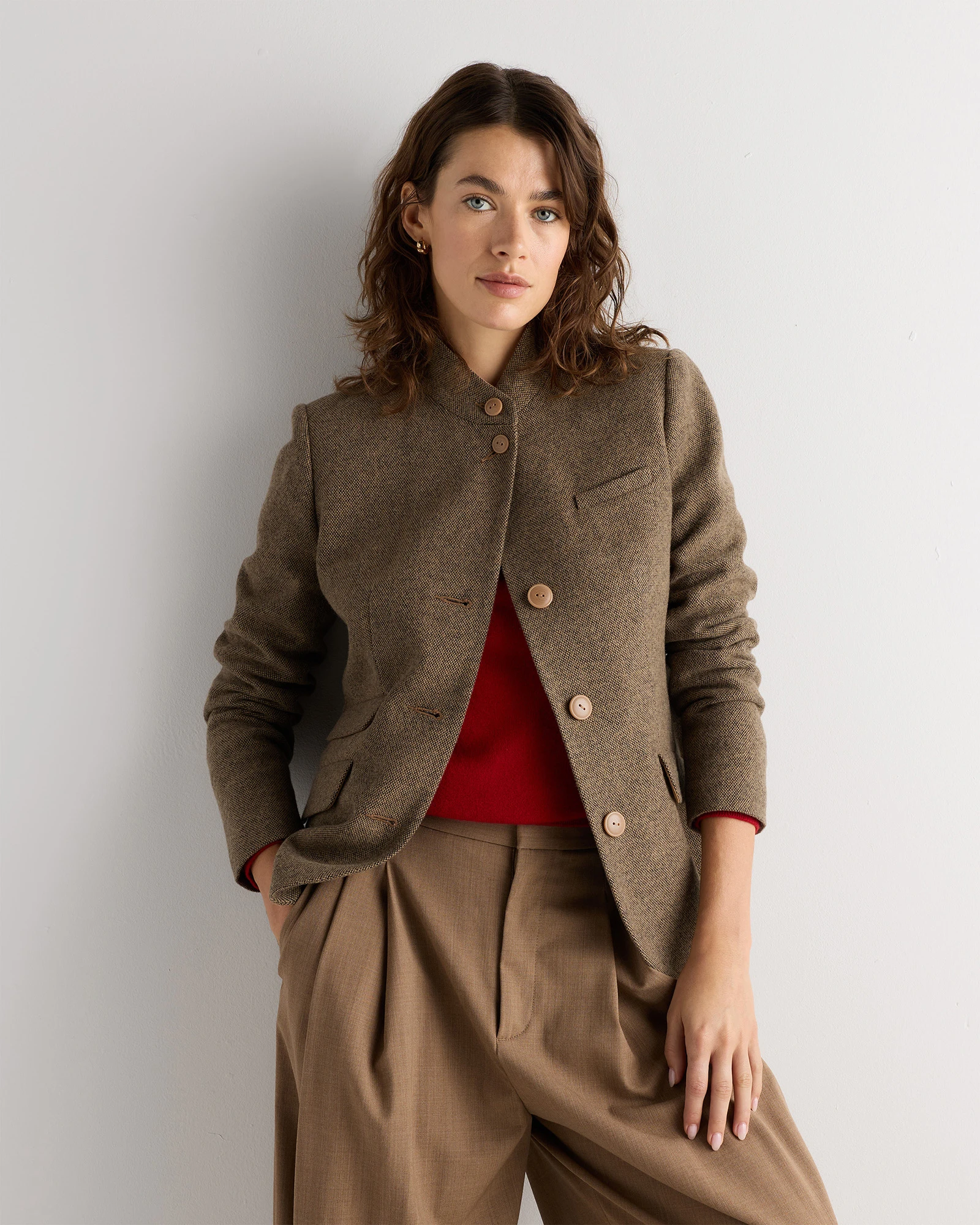 Italian Wool Stand Collar Blazer