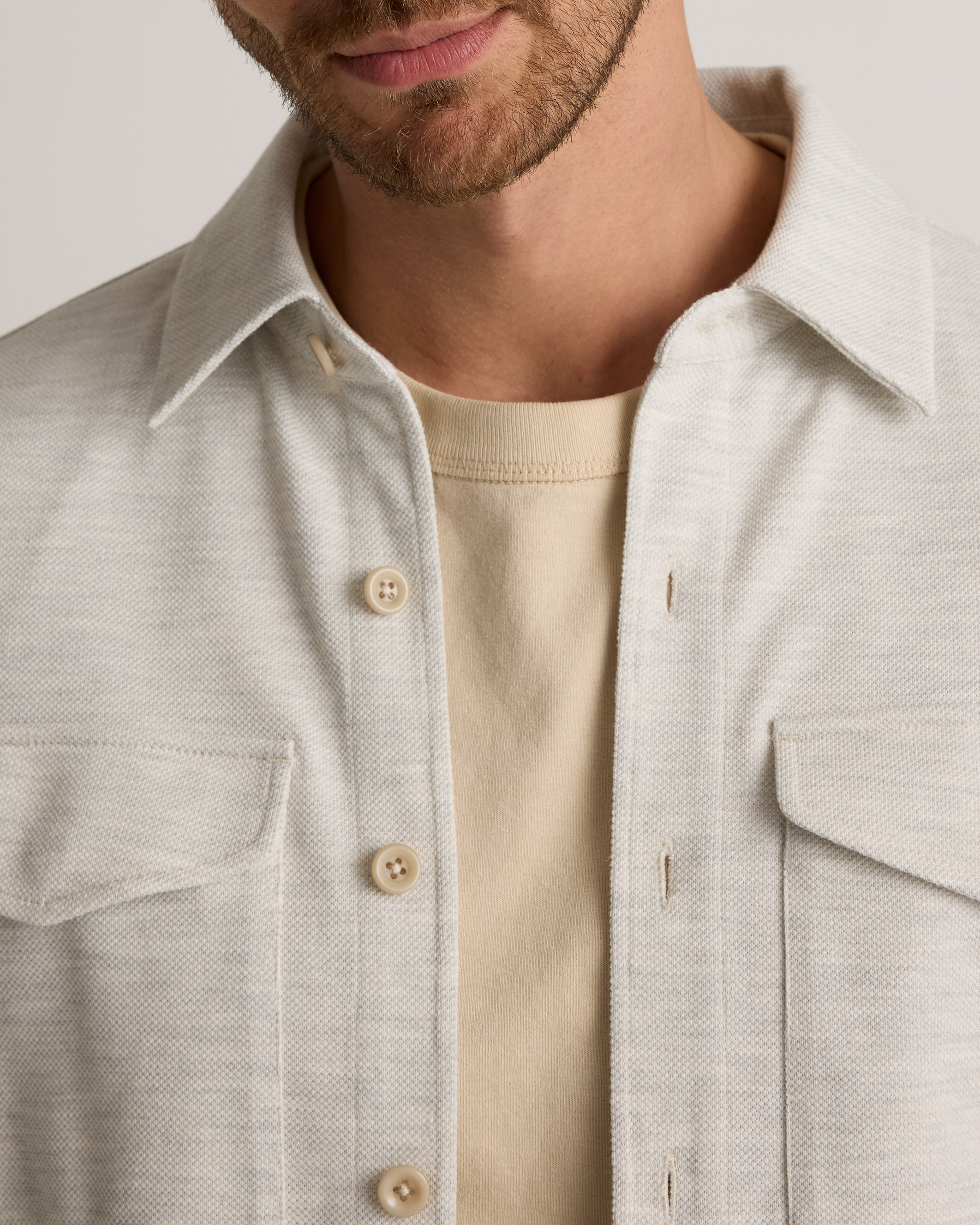Cotton Pique Knit Overshirt