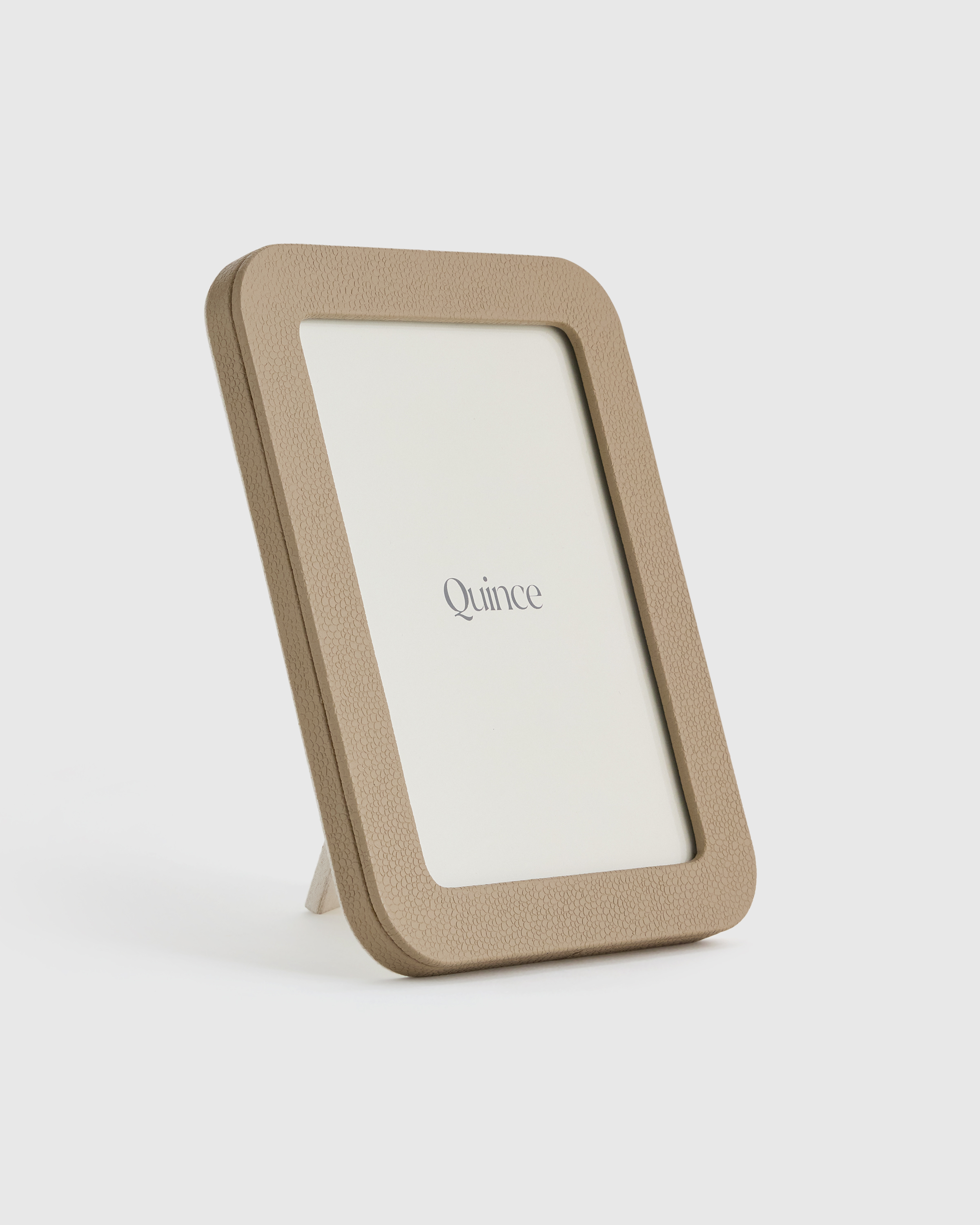 Quince | Shagreen Leather Picture Frames in Taupe, Size 5x7 photo