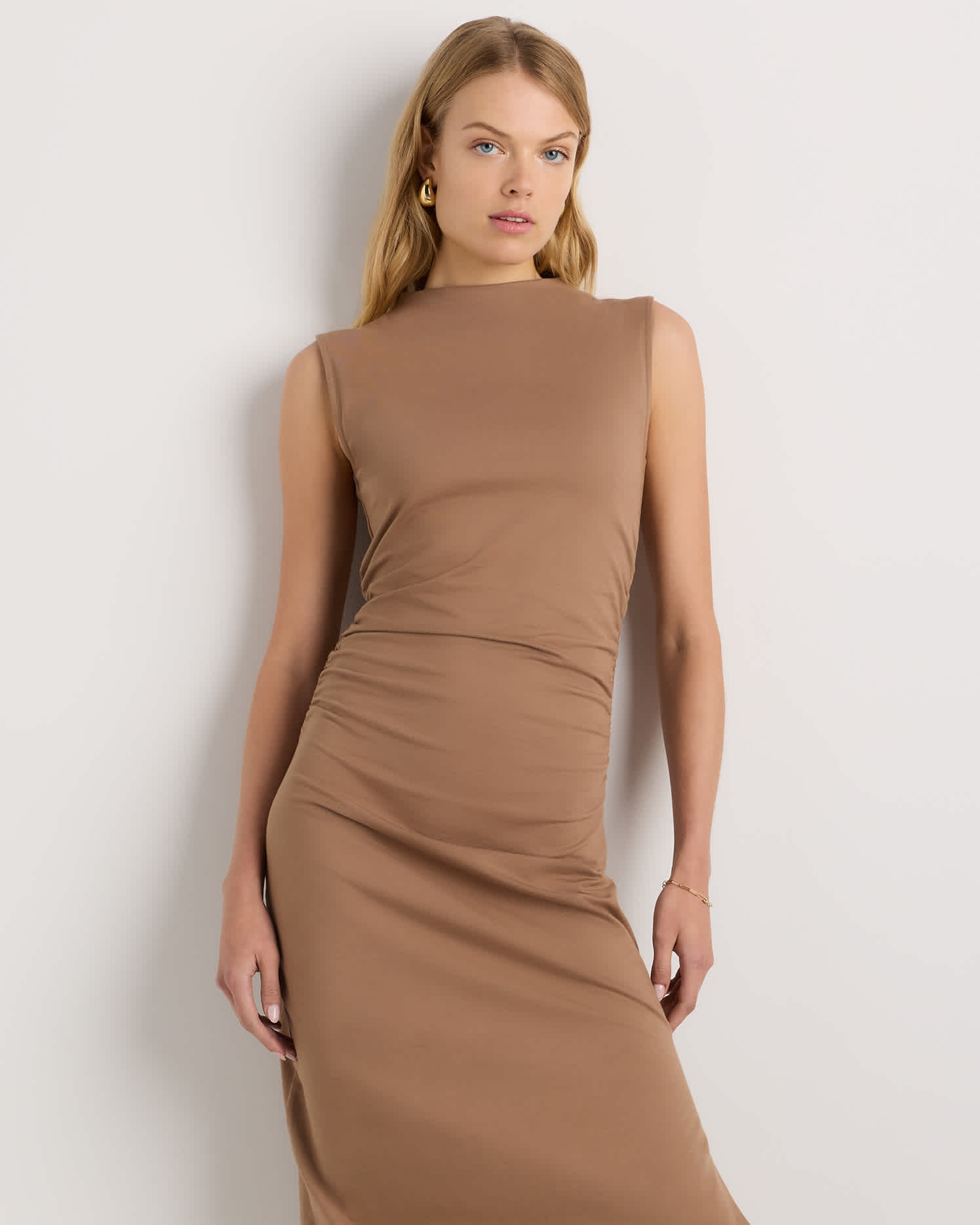 cotton jersey sleeveless dress V-Neck Cotton Jersey Dress