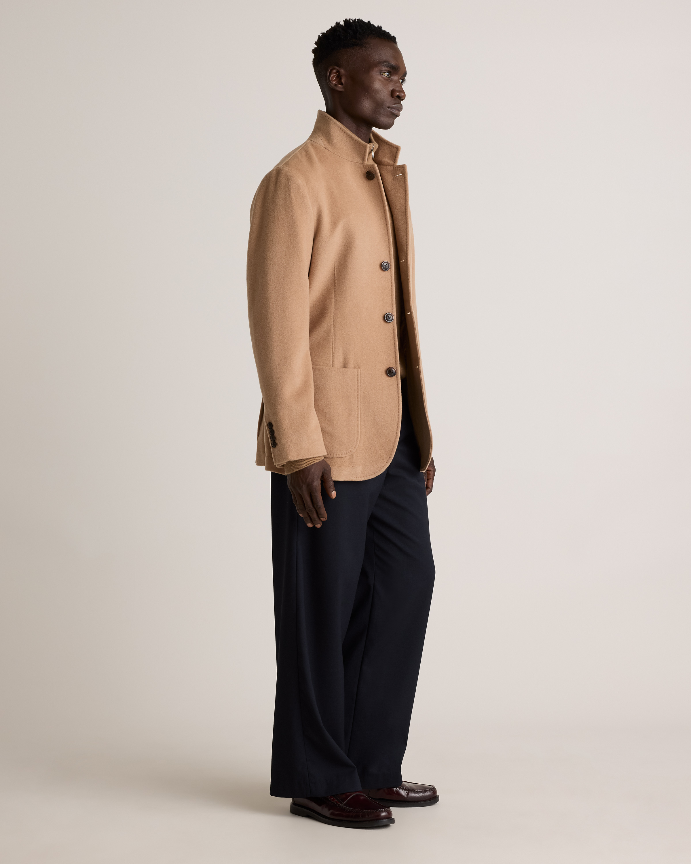 100% Mongolian Cashmere Stand Collar Blazer