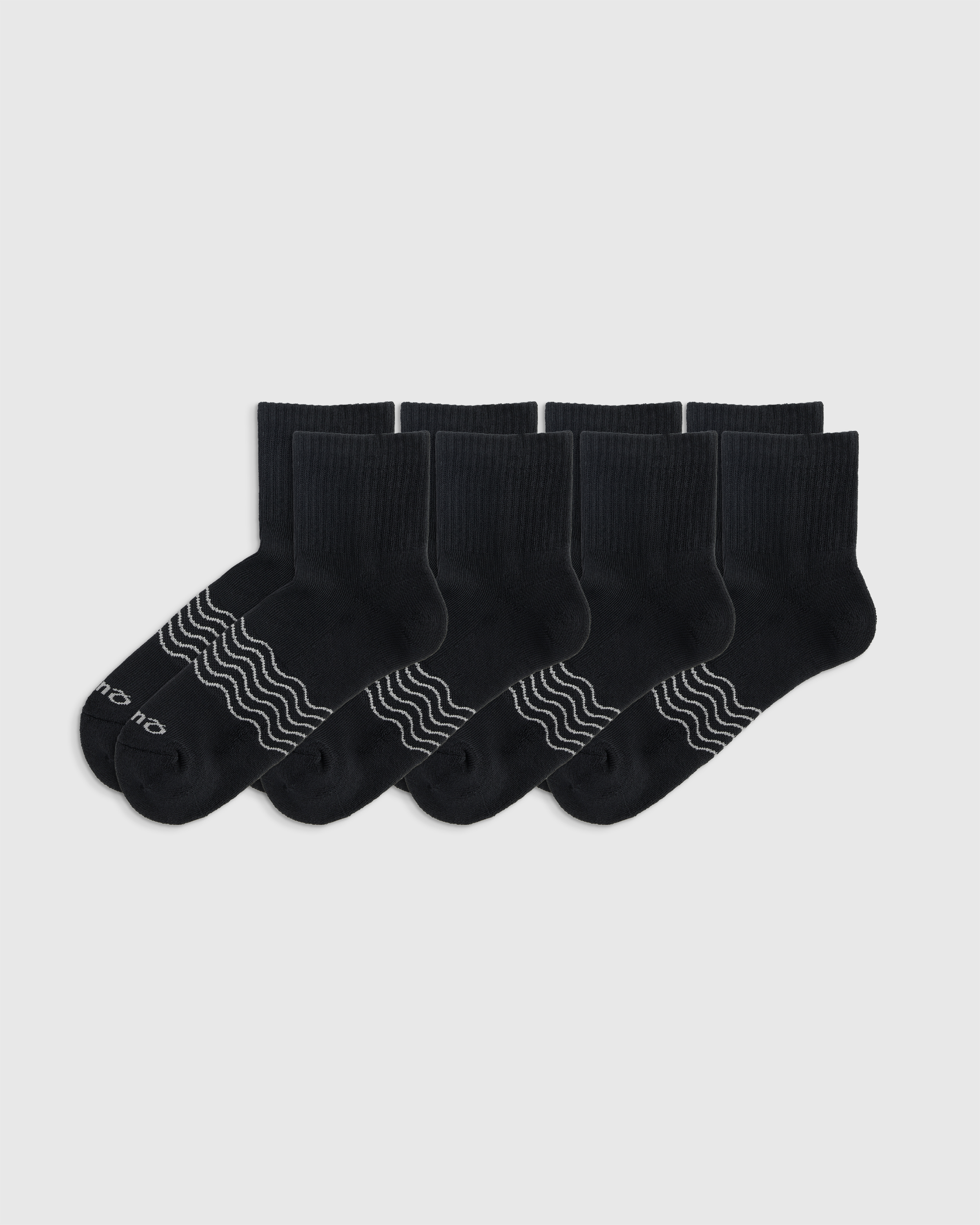 Black Everyday Cotton Solid Quarter Socks (4-Pack)