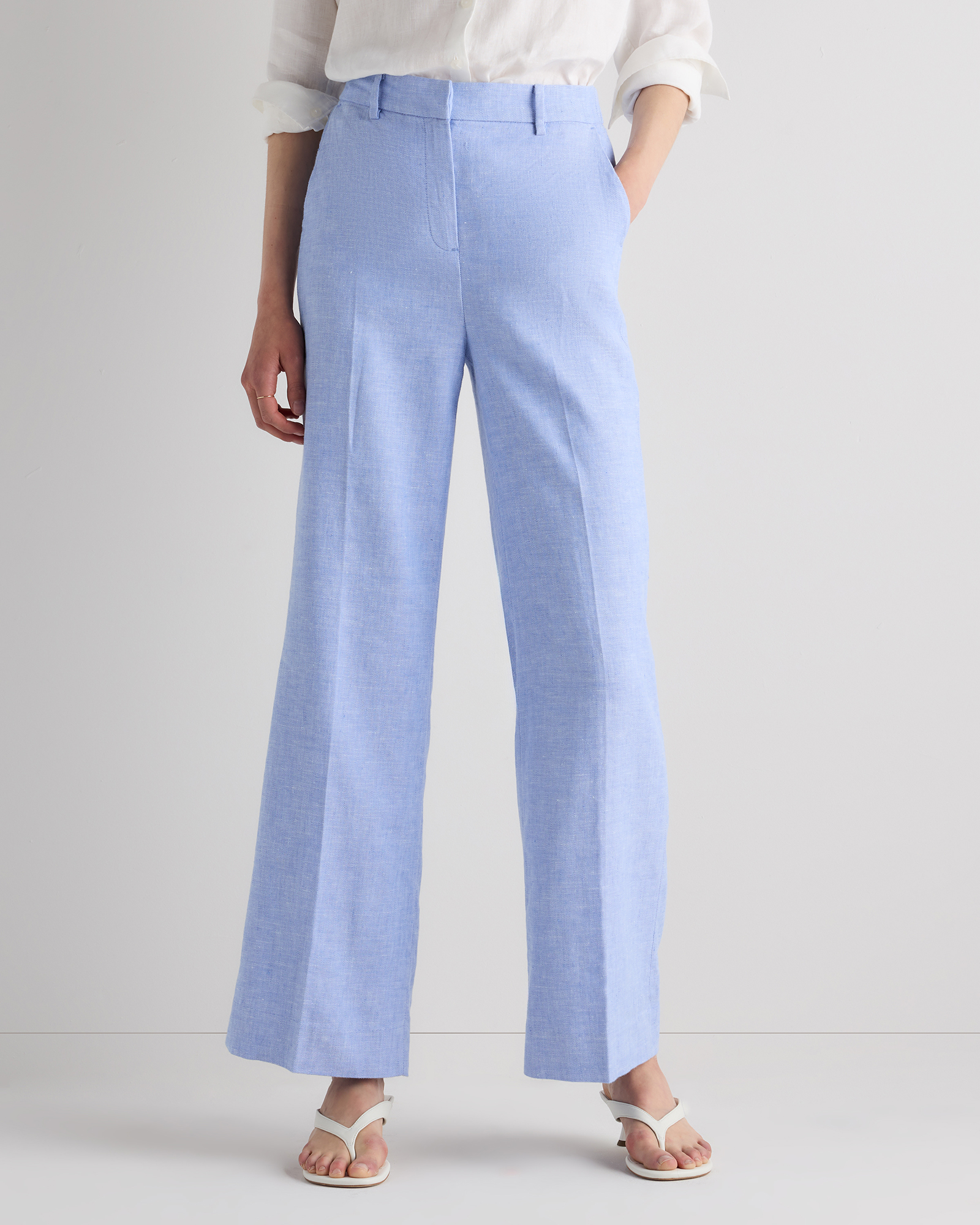French Blue European Stretch Linen Trouser
