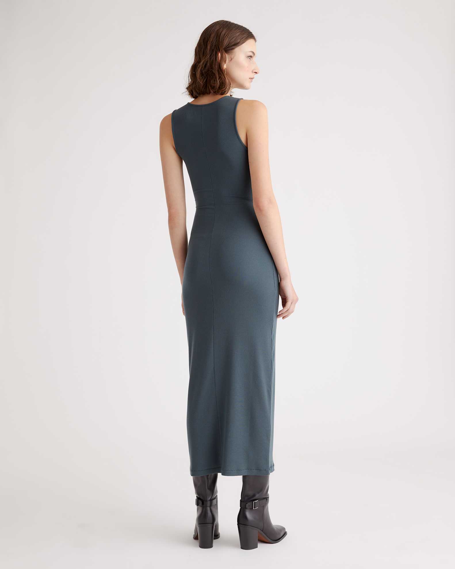 tencel rib knit sleeveless dress Tencel Rib Knit Sleeveless Dress