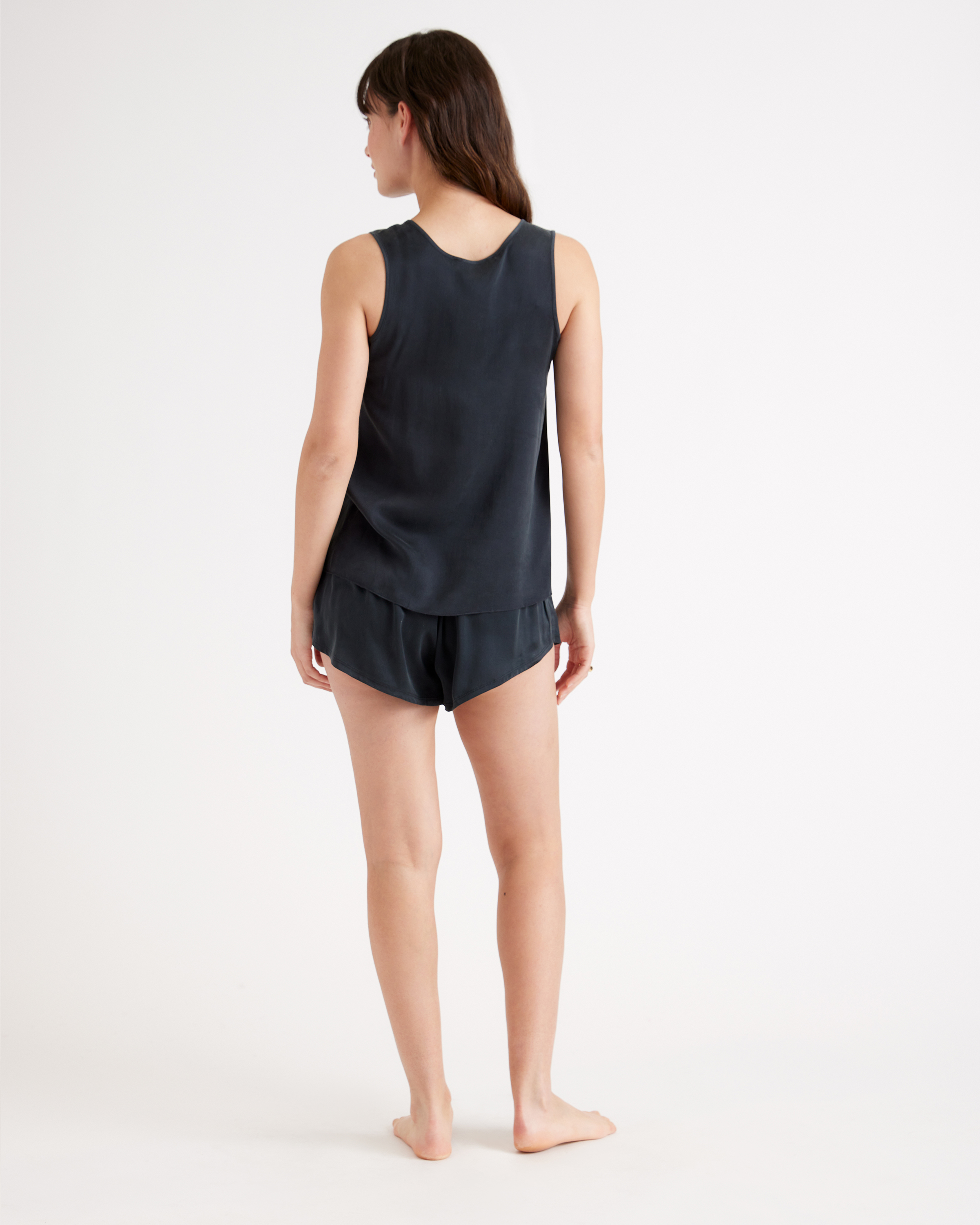 Women's 100% Washable Silk Pajama Tank in Black
